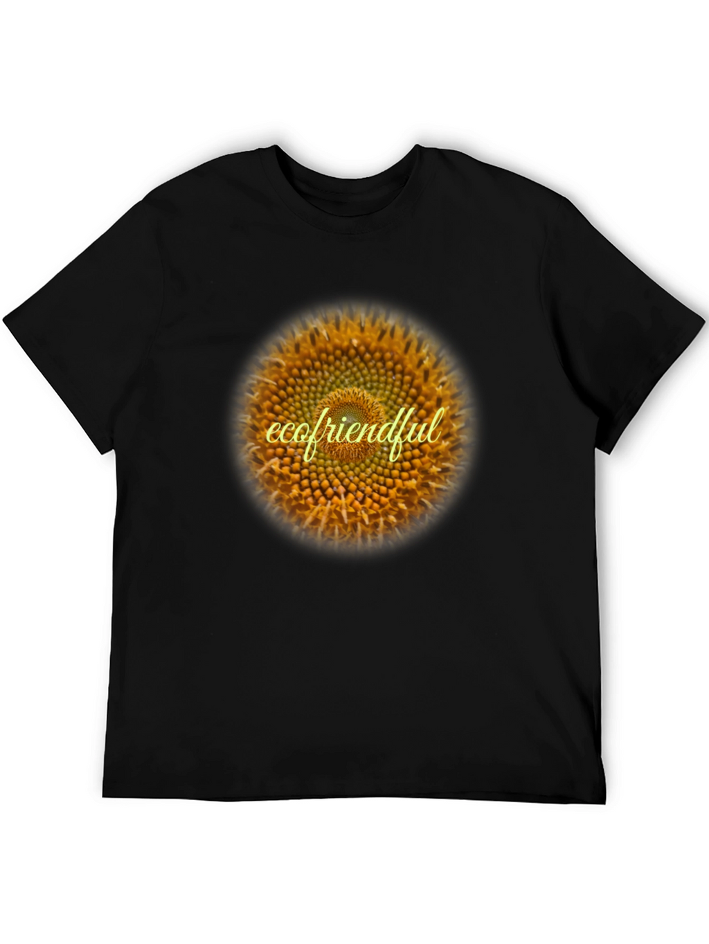 Eco-Friendly Sunflower Graphic Tee - Black