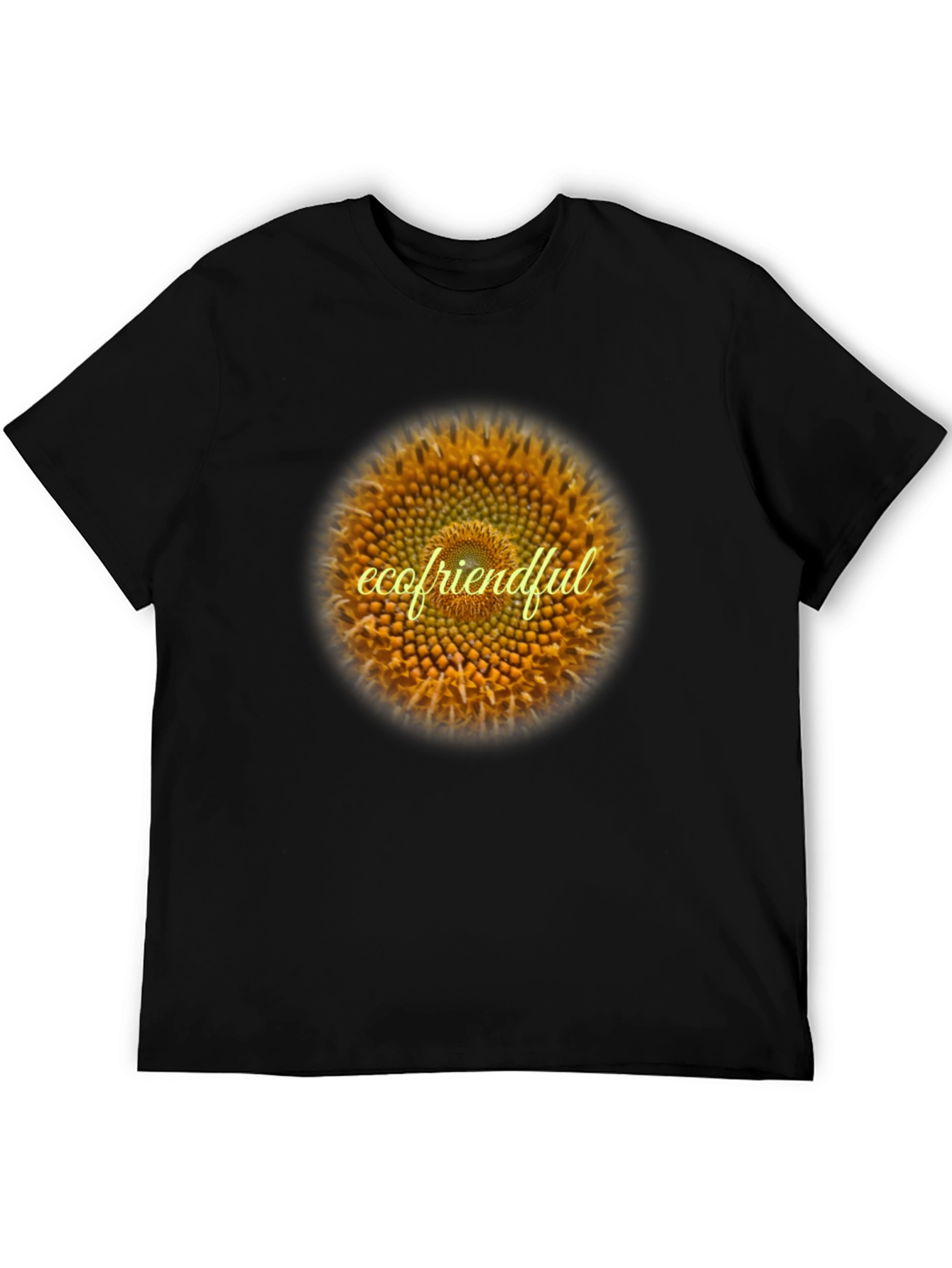 Eco-Friendly Sunflower Graphic Tee - Black