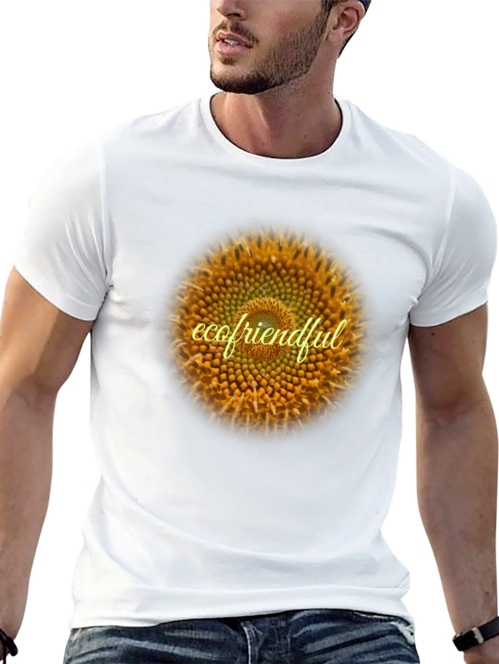 Eco-Friendly Sunflower Graphic Tee - Black