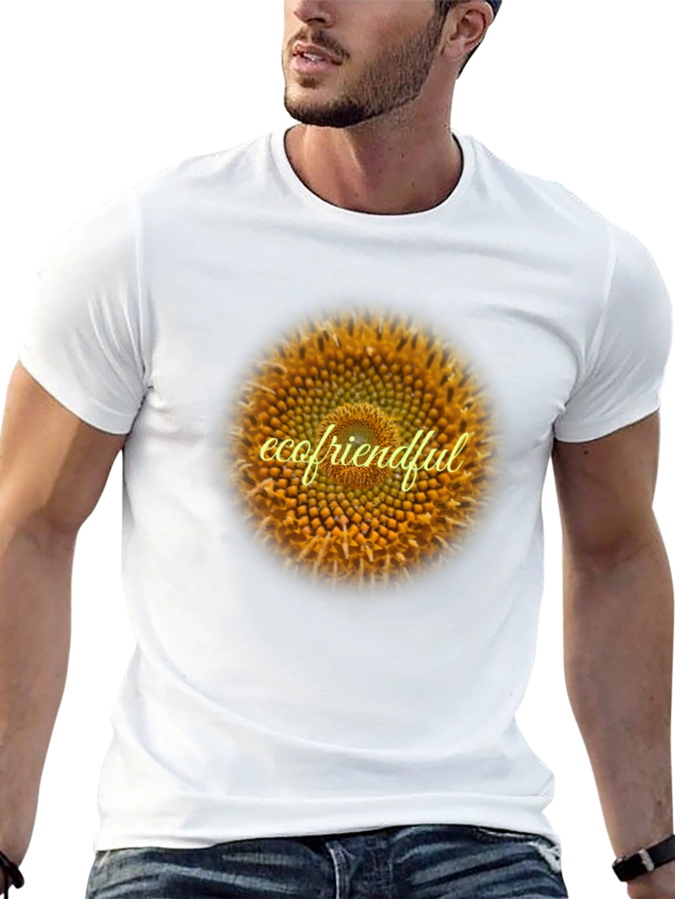 Eco-Friendly Sunflower Graphic Tee - Black