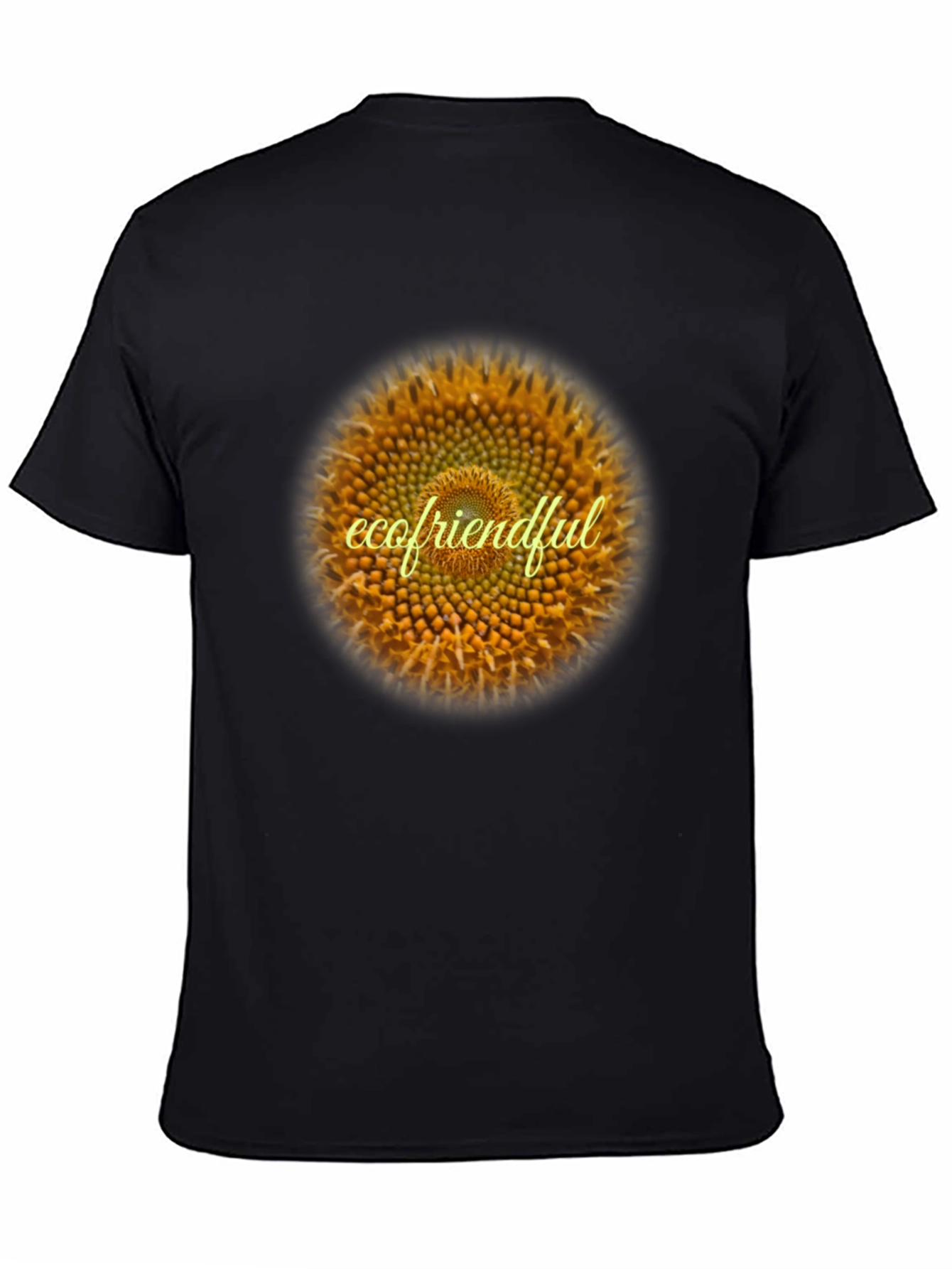 Eco-Friendly Sunflower Graphic Tee - Black