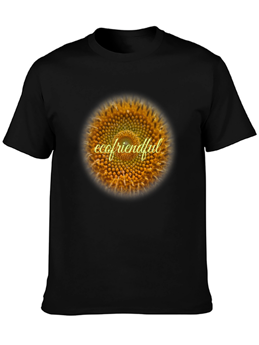 Eco-Friendly Sunflower Graphic Tee - Black