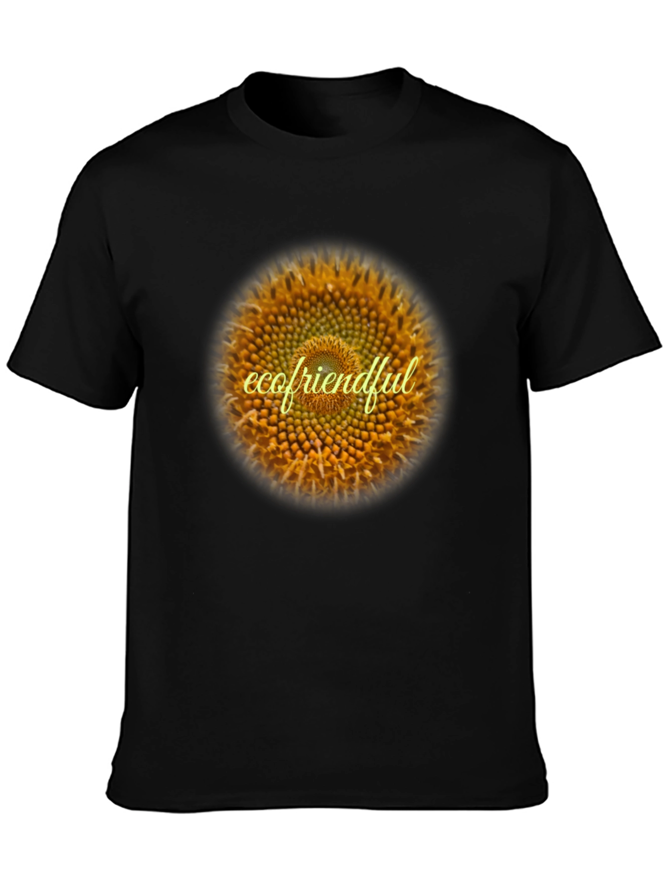 Eco-Friendly Sunflower Graphic Tee - Black