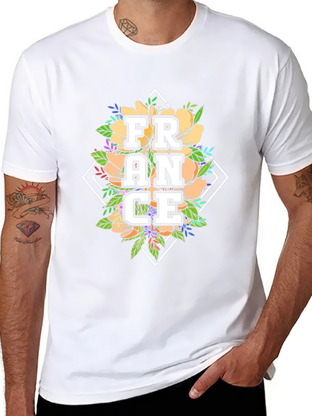 Floral France Graphic Tee - Black Unisex T-Shirt