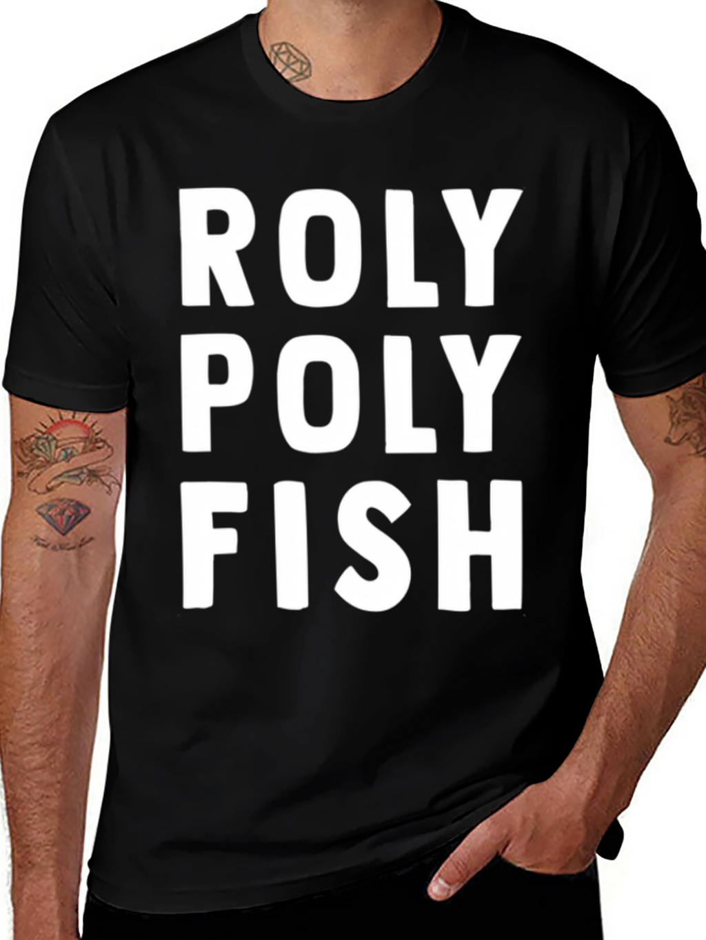 Roly Poly Fish Black Graphic Tee