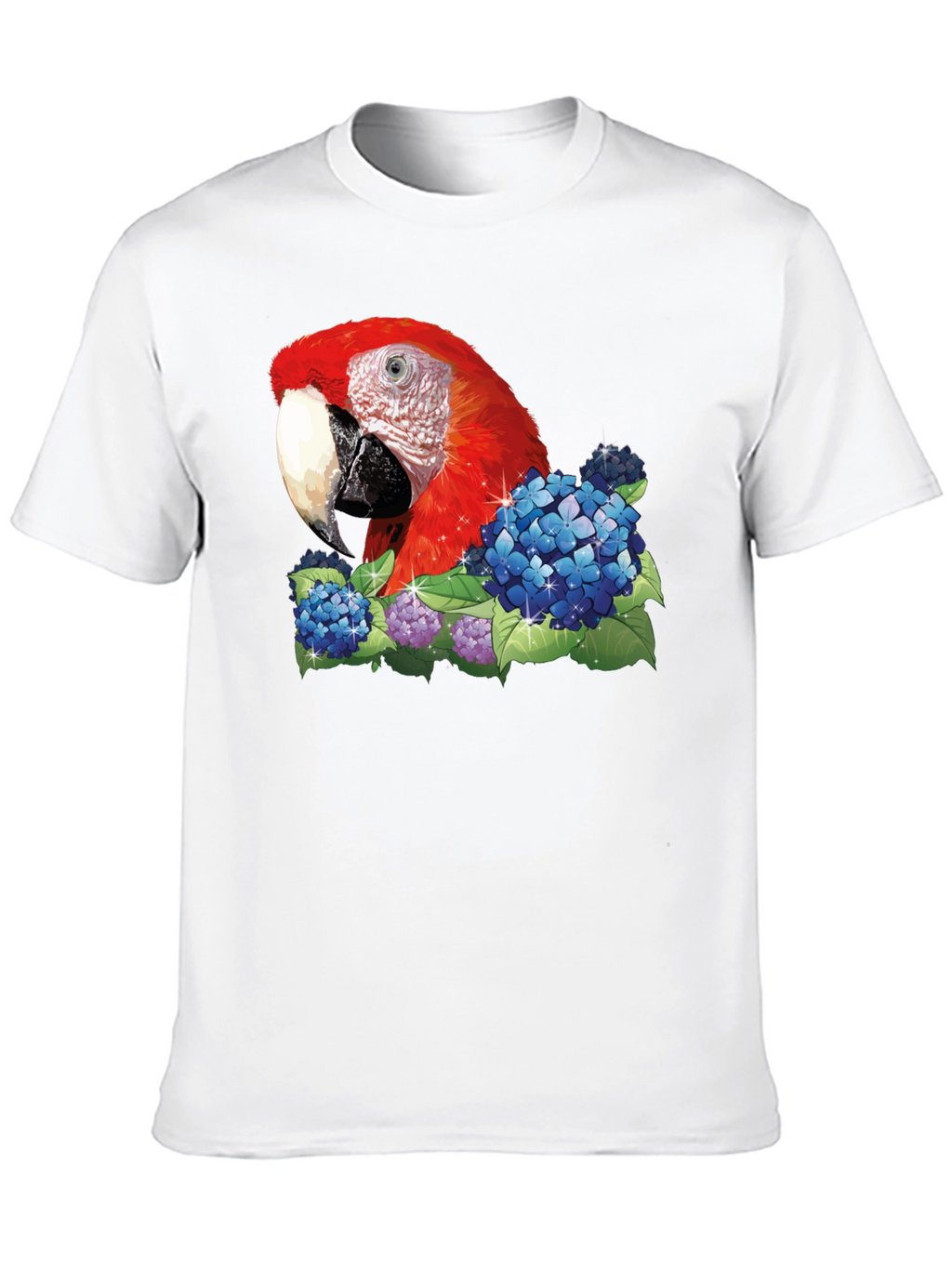 Parrot & Flowers Graphic T-Shirt - Black