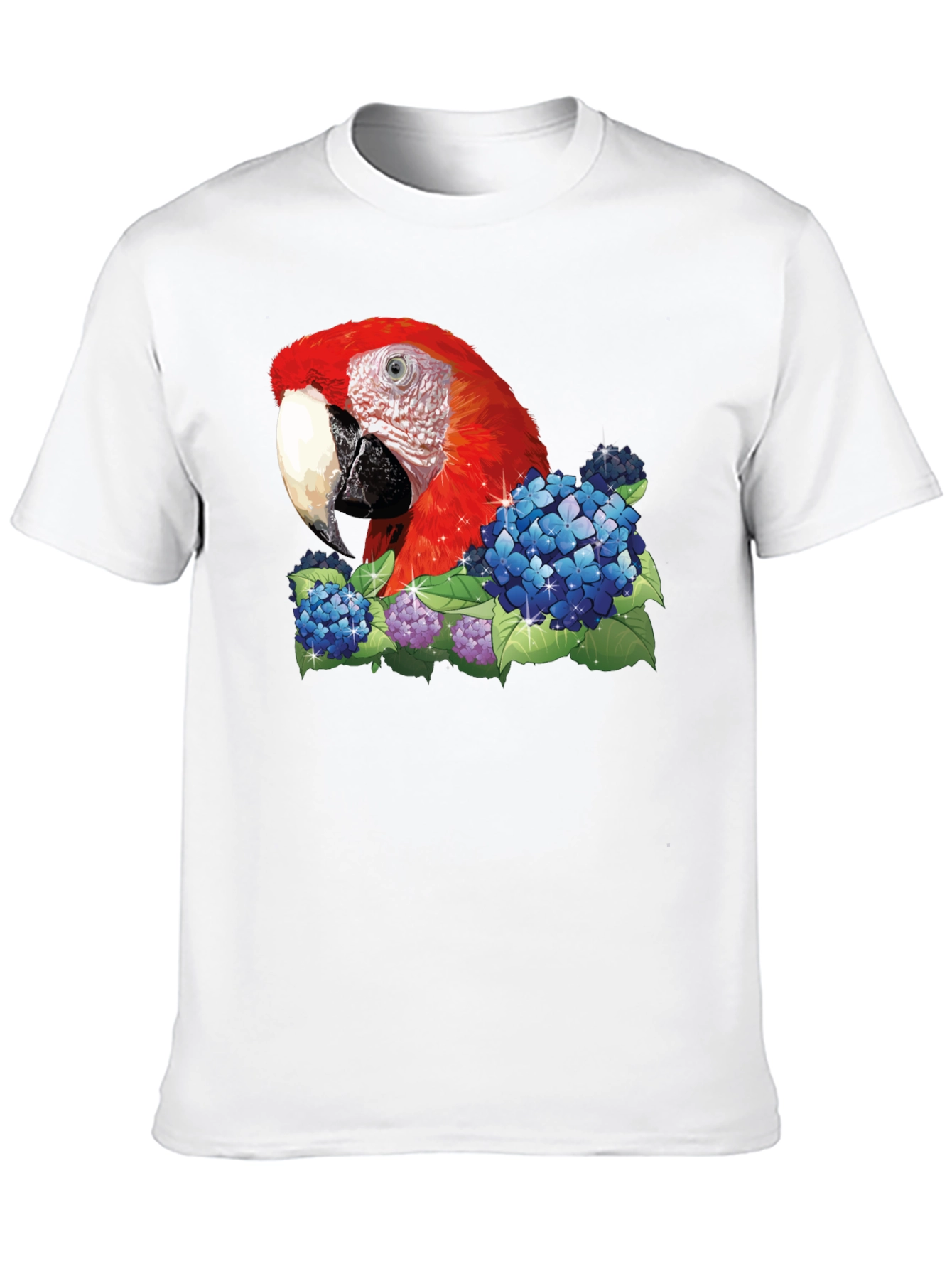 Parrot & Flowers Graphic T-Shirt - Black