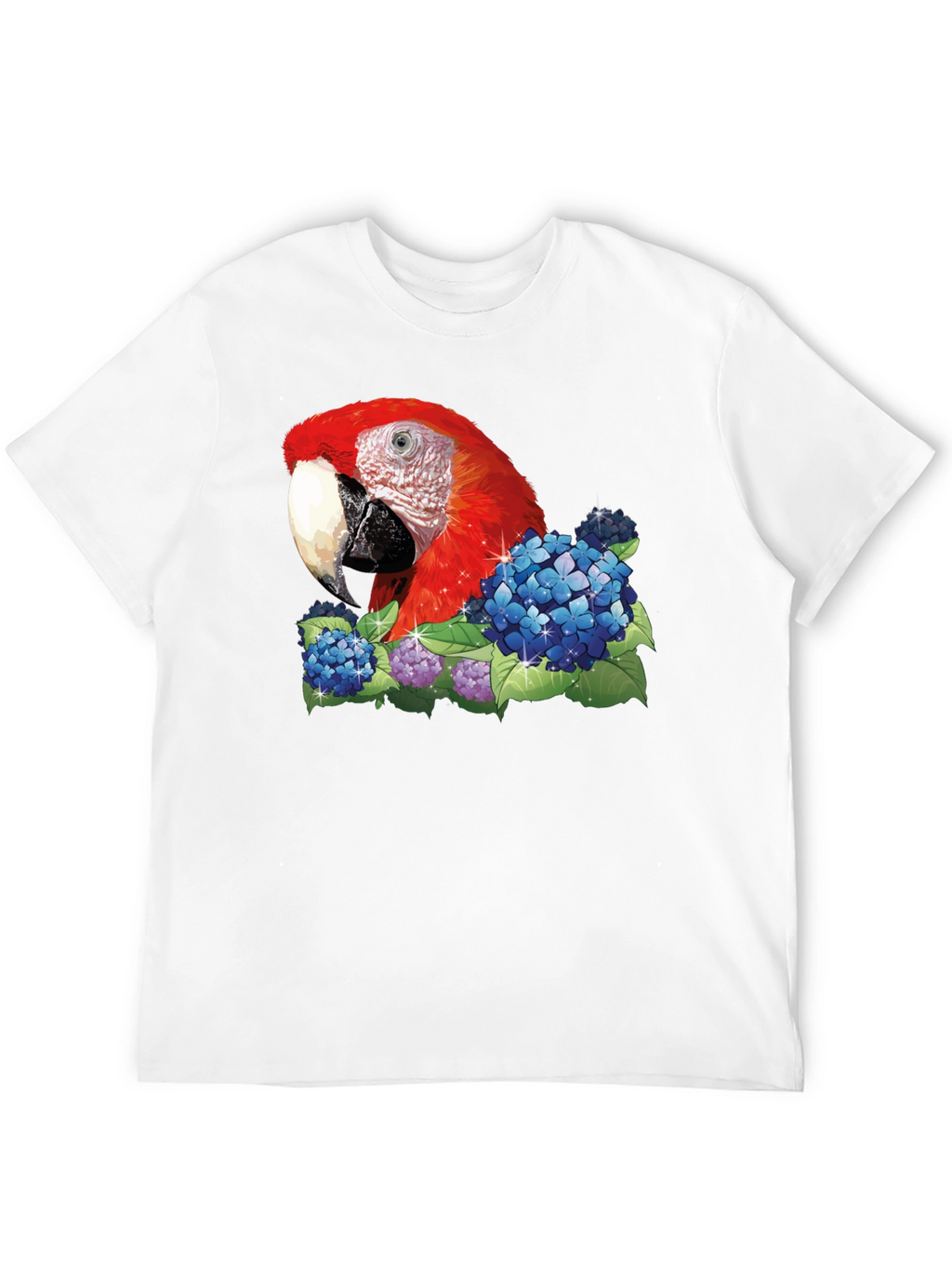Parrot & Flowers Graphic T-Shirt - Black