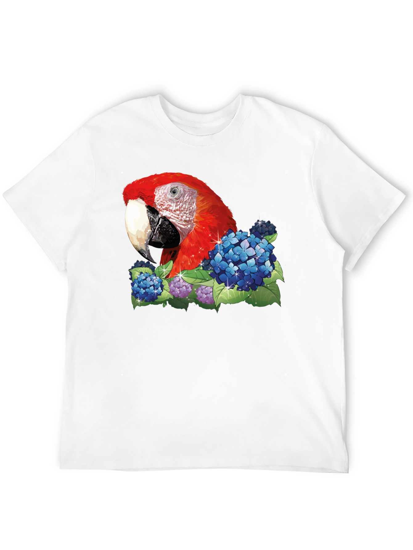 Parrot & Flowers Graphic T-Shirt - Black