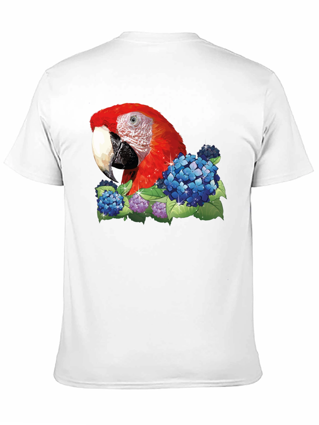 Parrot & Flowers Graphic T-Shirt - Black