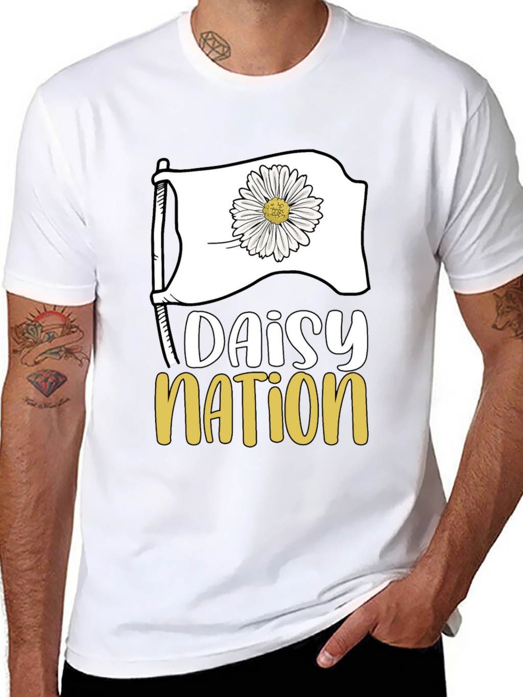 Daisy Nation Graphic Tee - Black Cotton T-Shirt