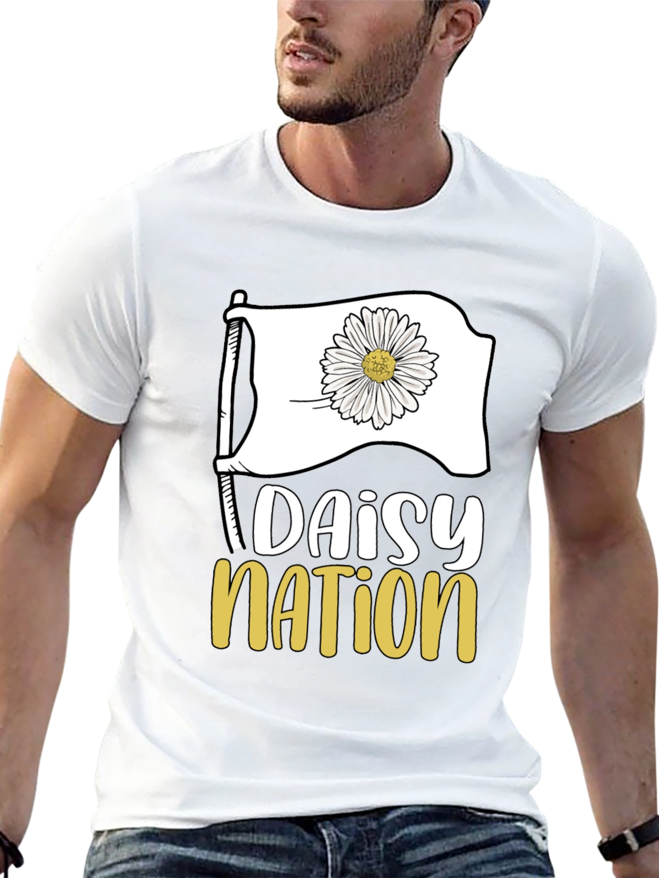 Daisy Nation Graphic Tee - Black Cotton T-Shirt
