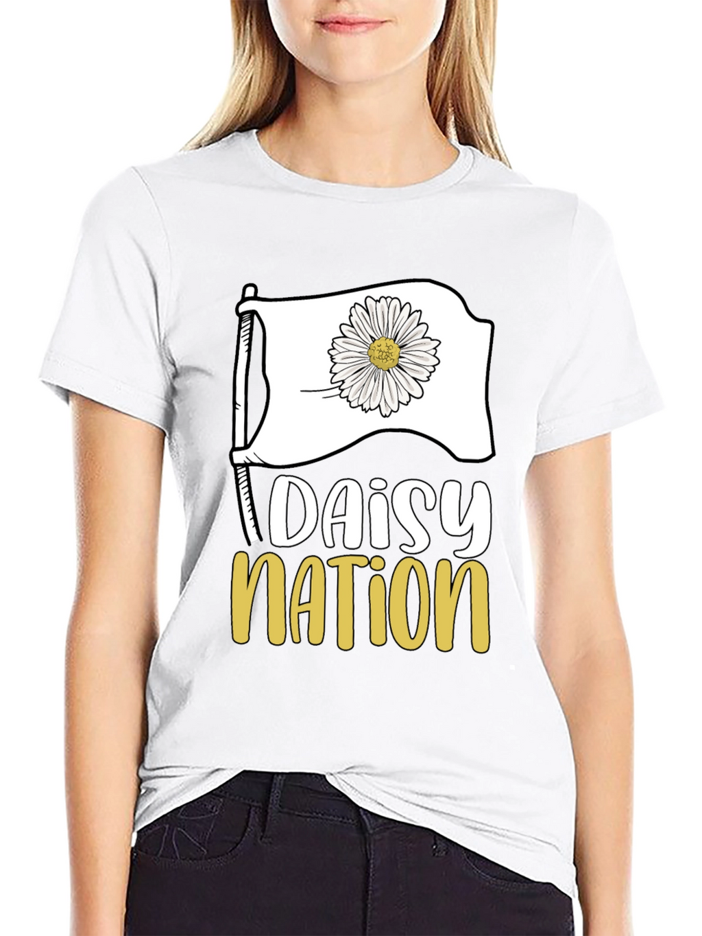 Daisy Nation Graphic Tee - Black Cotton T-Shirt