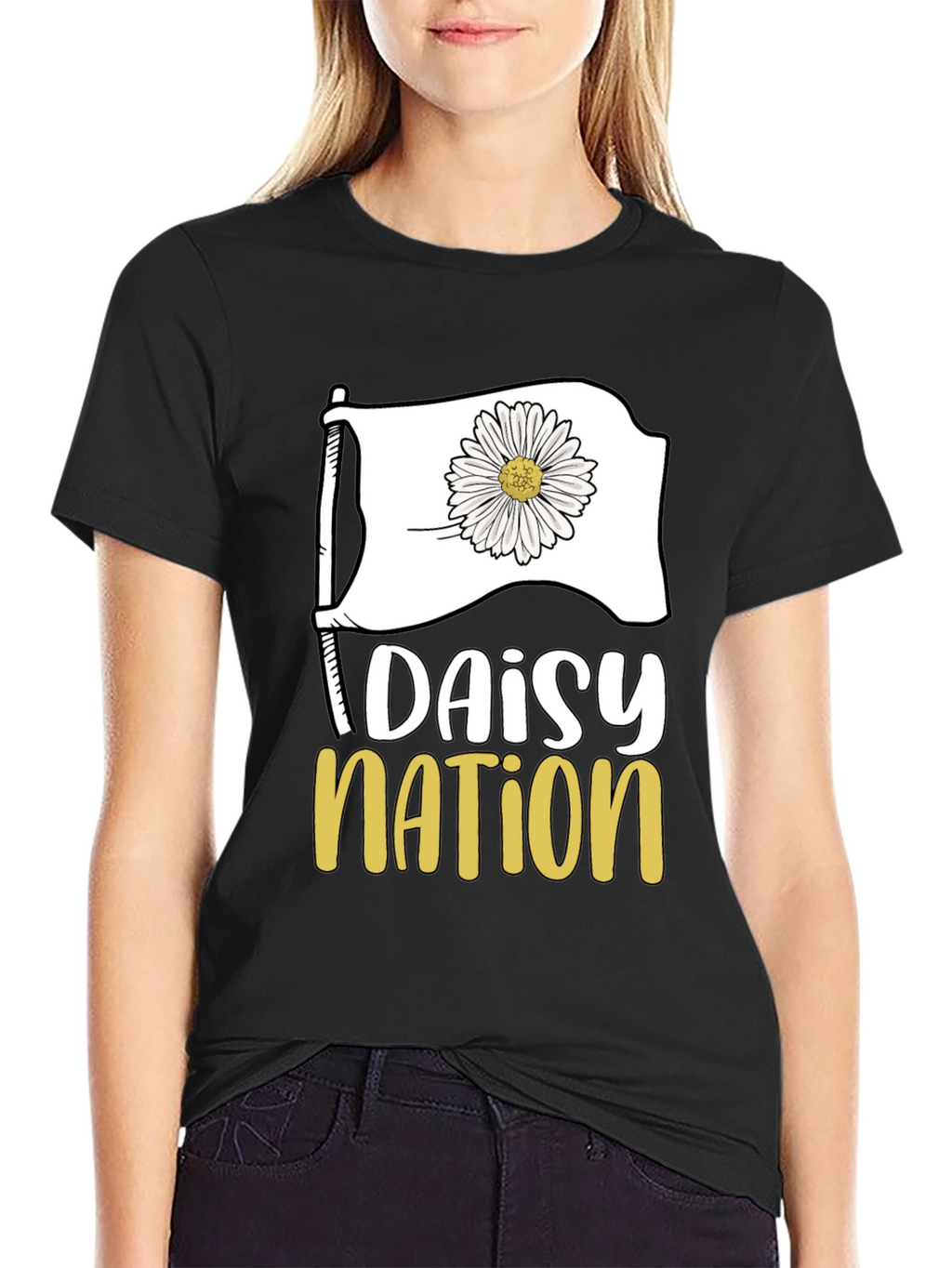 Daisy Nation Graphic Tee - Black Cotton T-Shirt