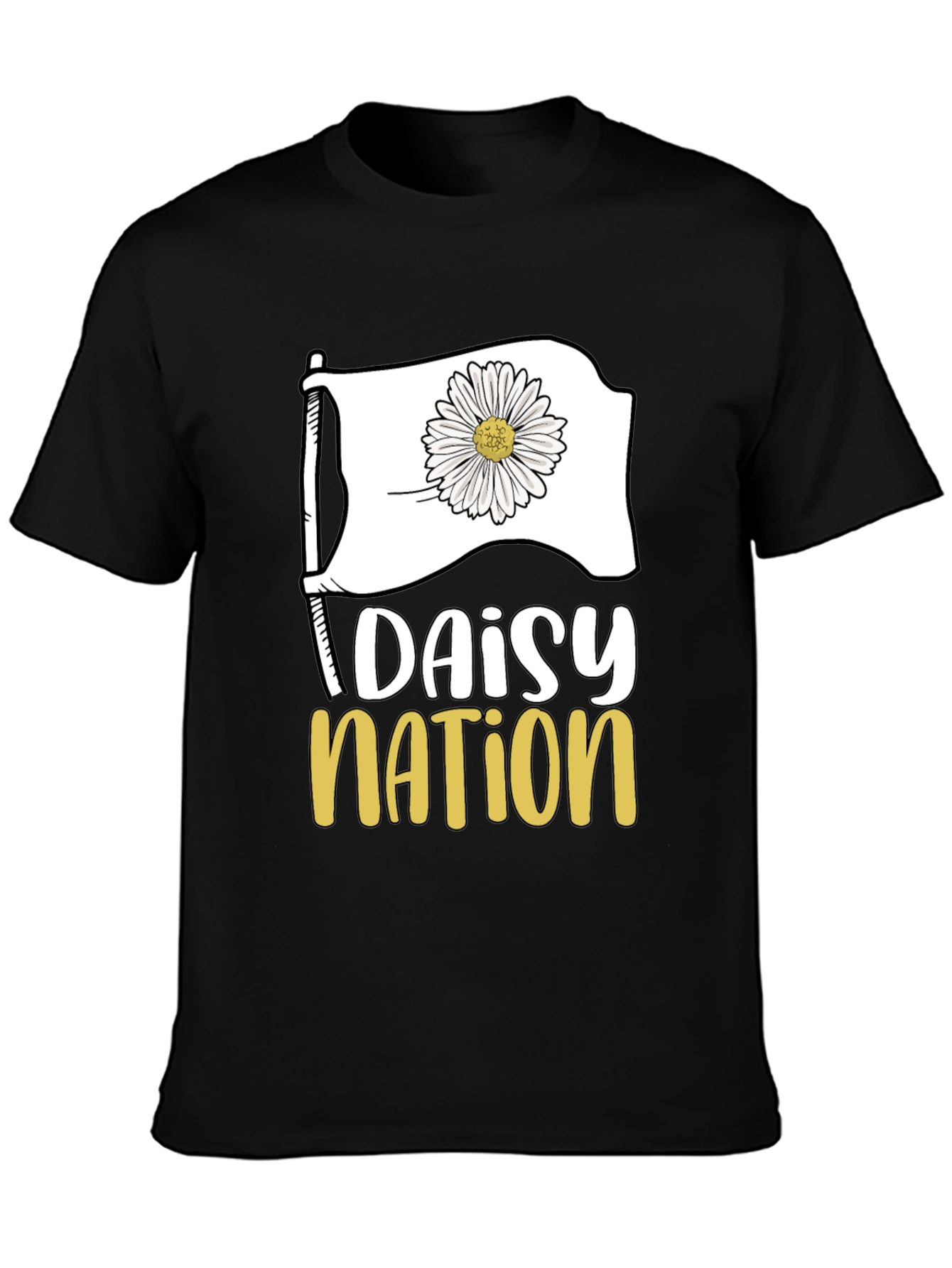 Daisy Nation Graphic Tee - Black Cotton T-Shirt