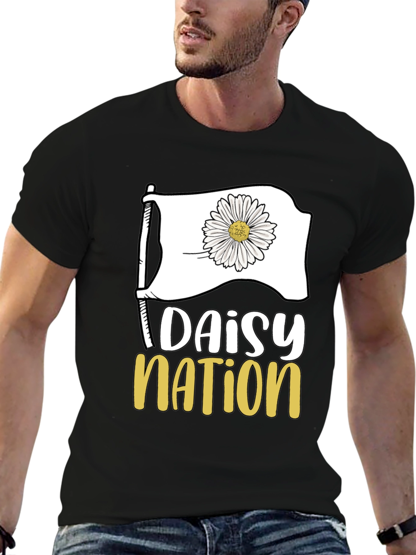 Daisy Nation Graphic Tee - Black Cotton T-Shirt