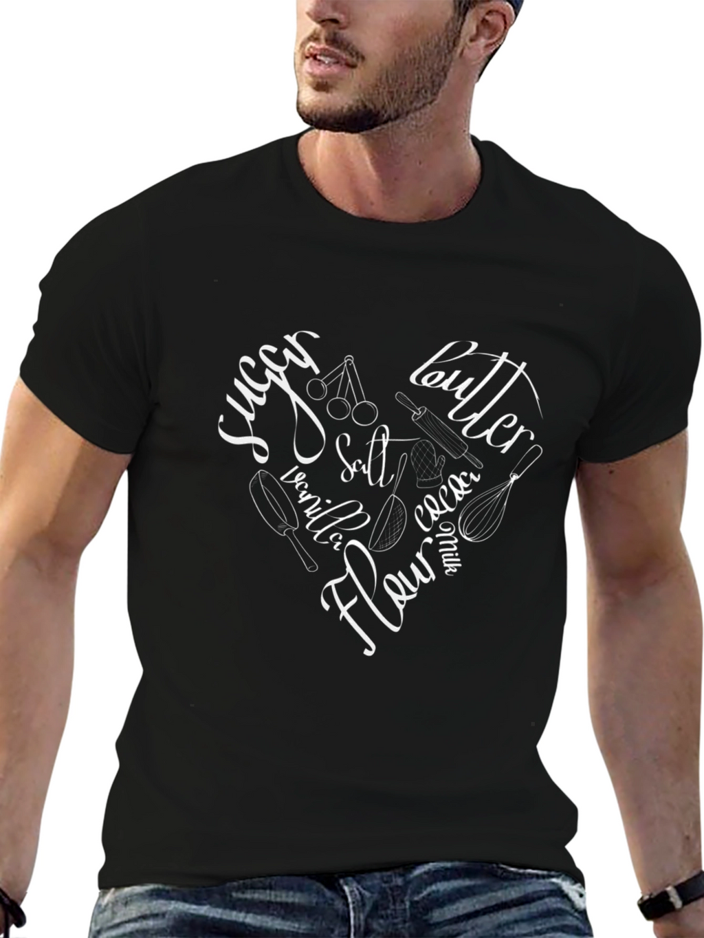 Bakers Heart T-Shirt - Black Cotton Baking Tee