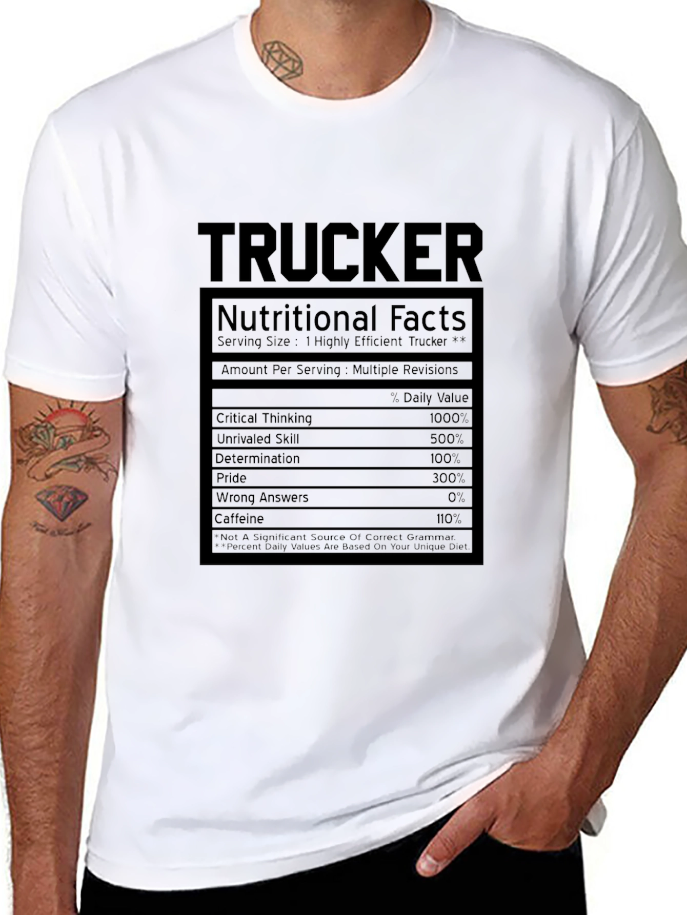 Trucker Nutritional Facts Graphic T-Shirt