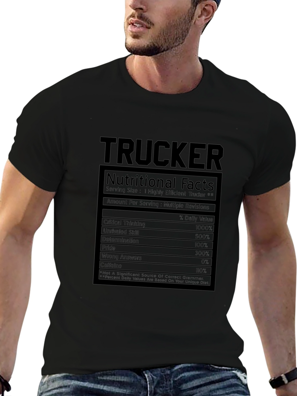 Trucker Nutritional Facts Graphic T-Shirt
