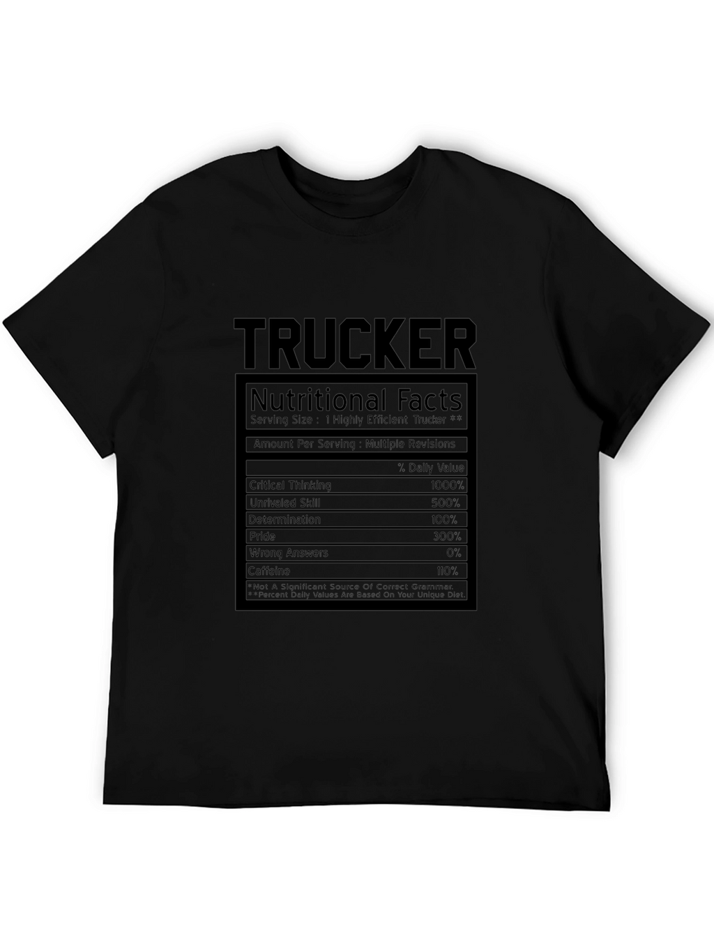 Trucker Nutritional Facts Graphic T-Shirt