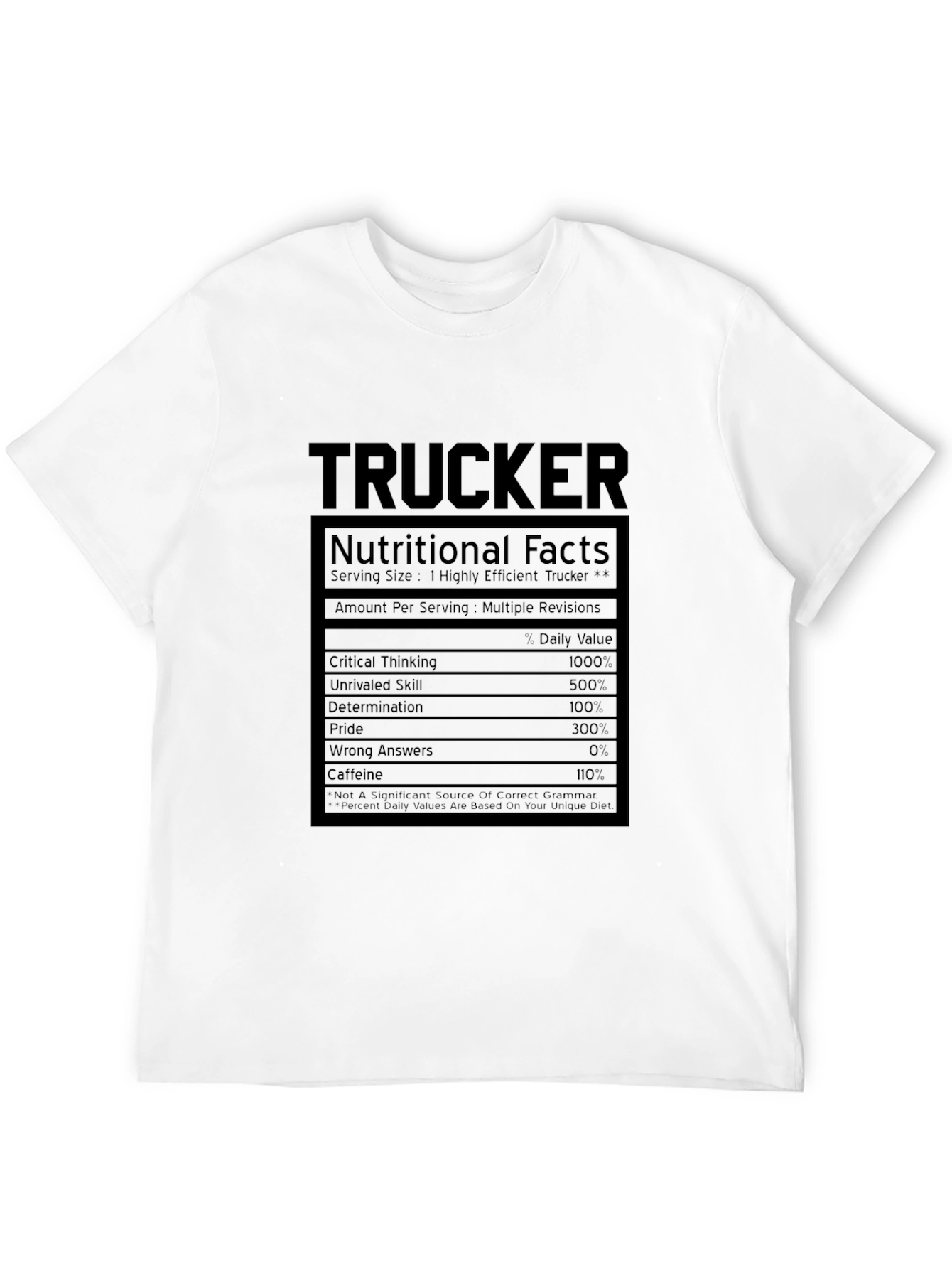 Trucker Nutritional Facts Graphic T-Shirt