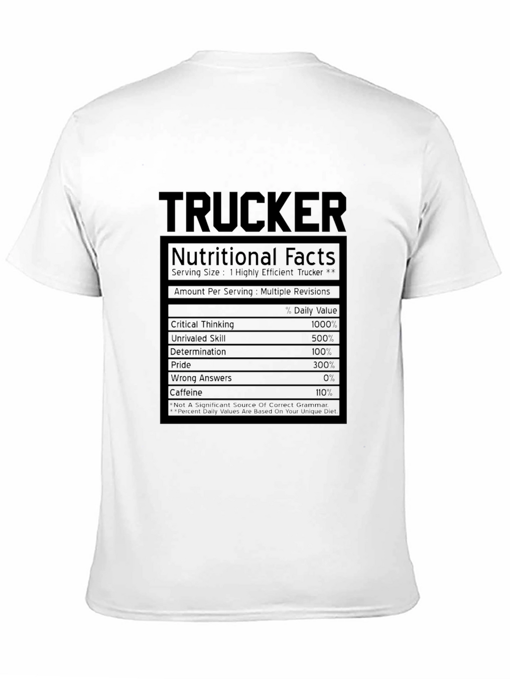 Trucker Nutritional Facts Graphic T-Shirt