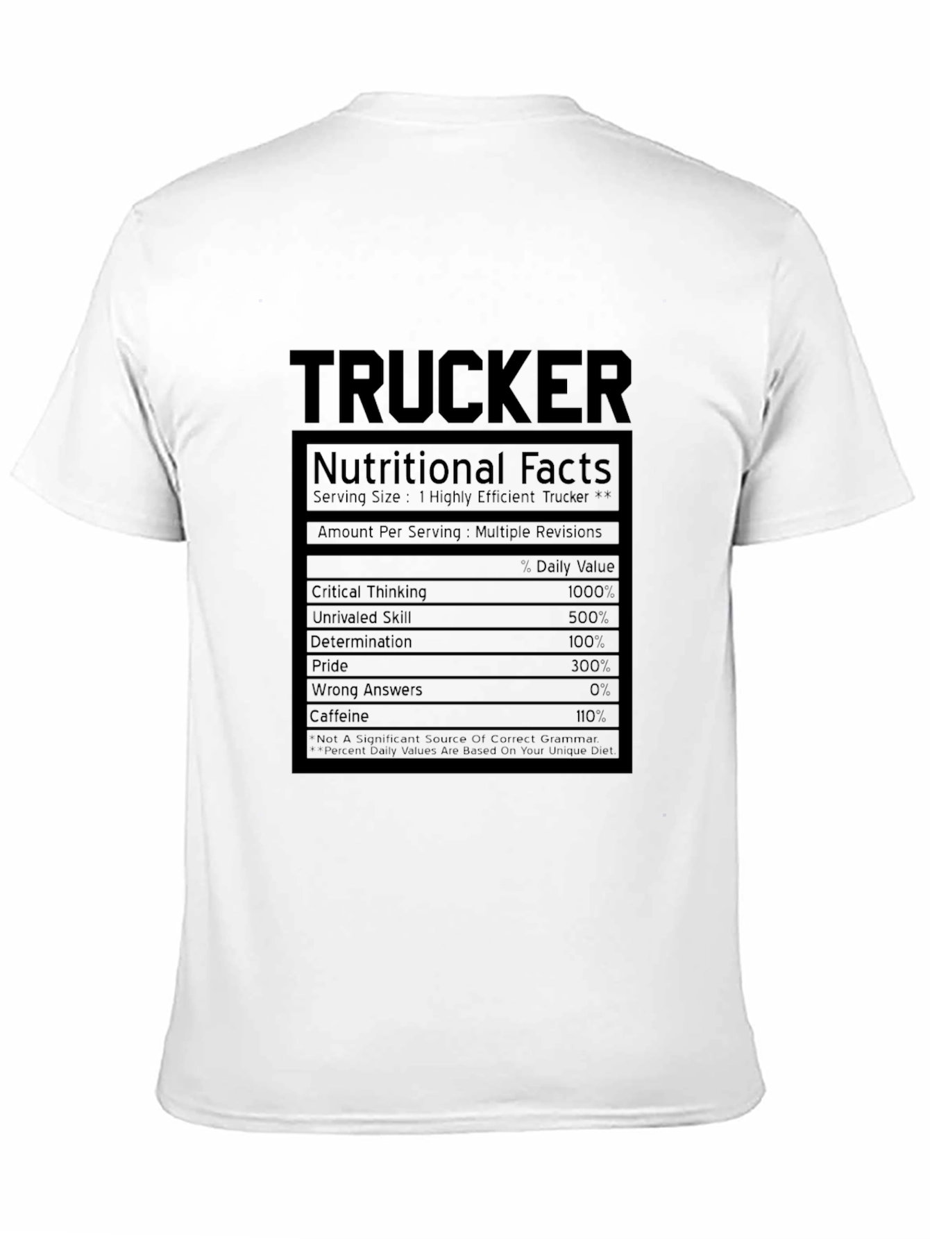 Trucker Nutritional Facts Graphic T-Shirt