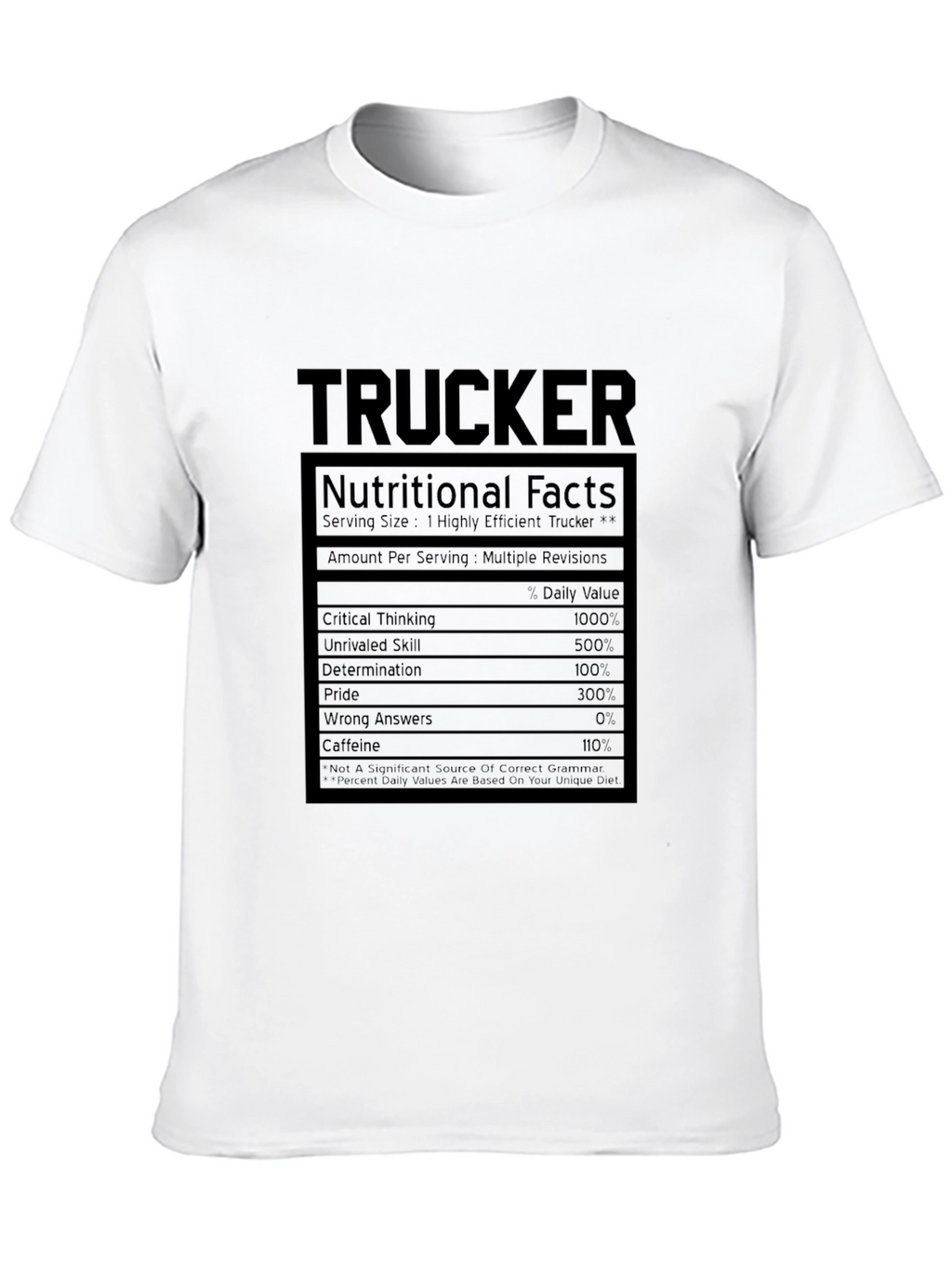 Trucker Nutritional Facts Graphic T-Shirt