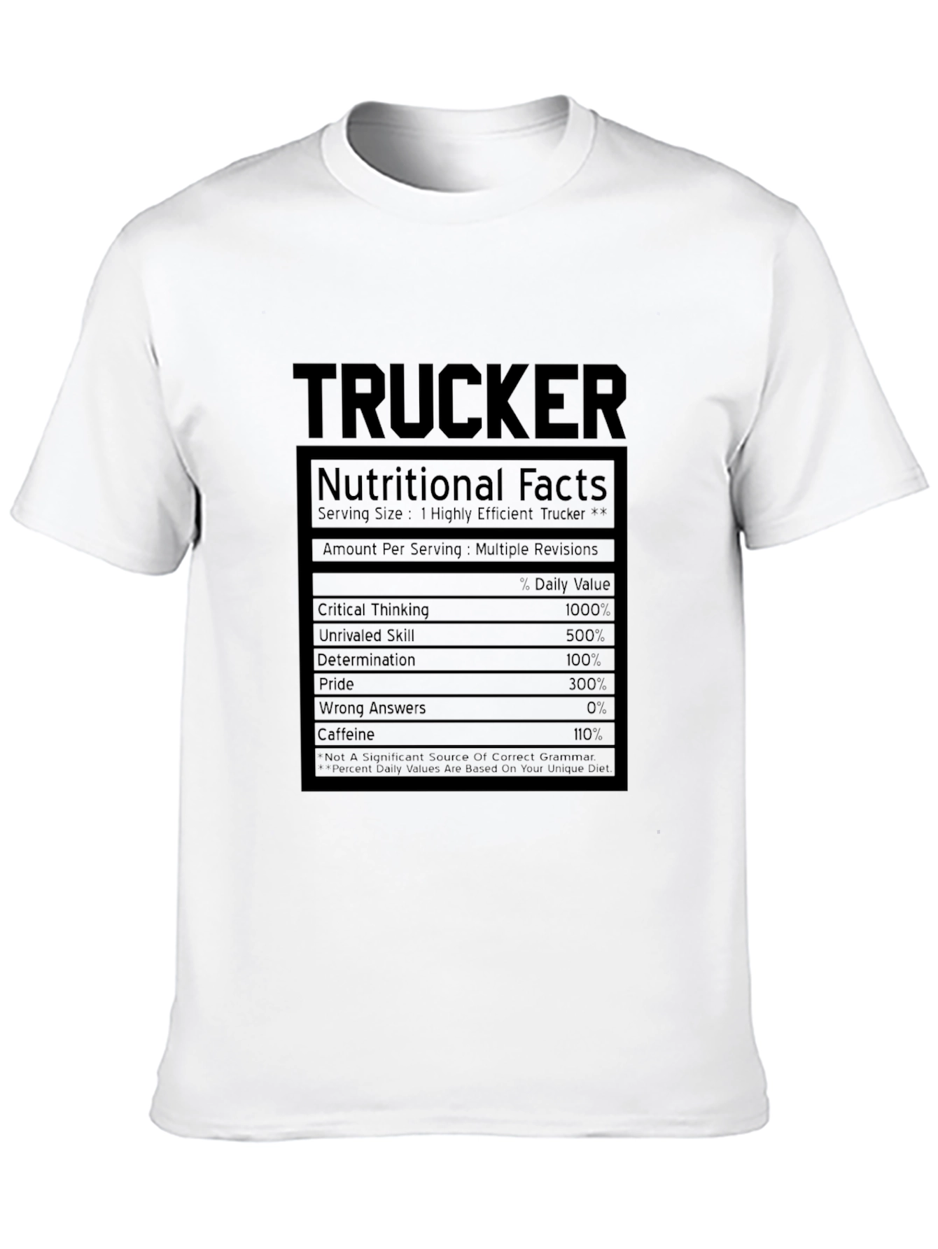 Trucker Nutritional Facts Graphic T-Shirt