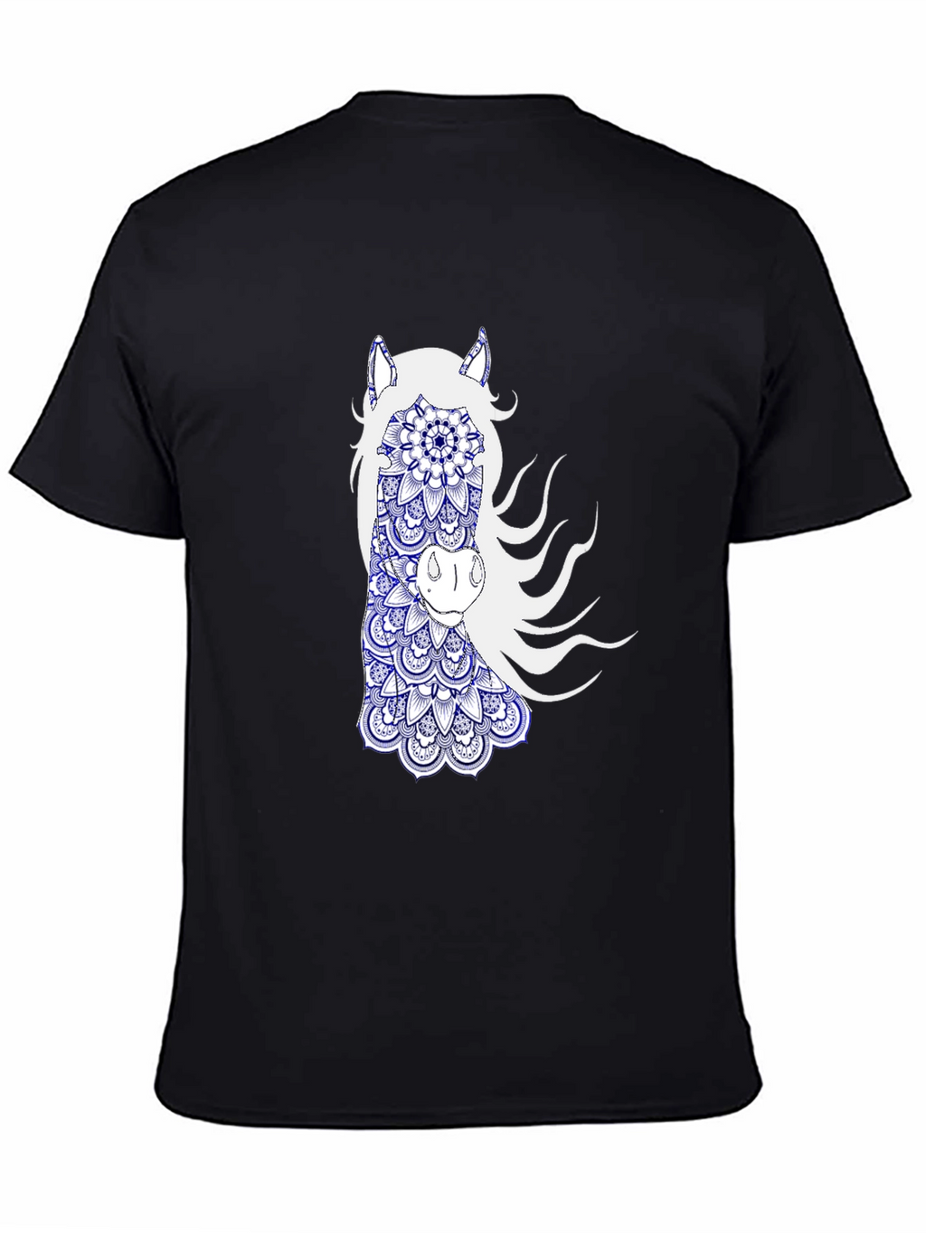 Black T-Shirt with Horse Mandala Graphic