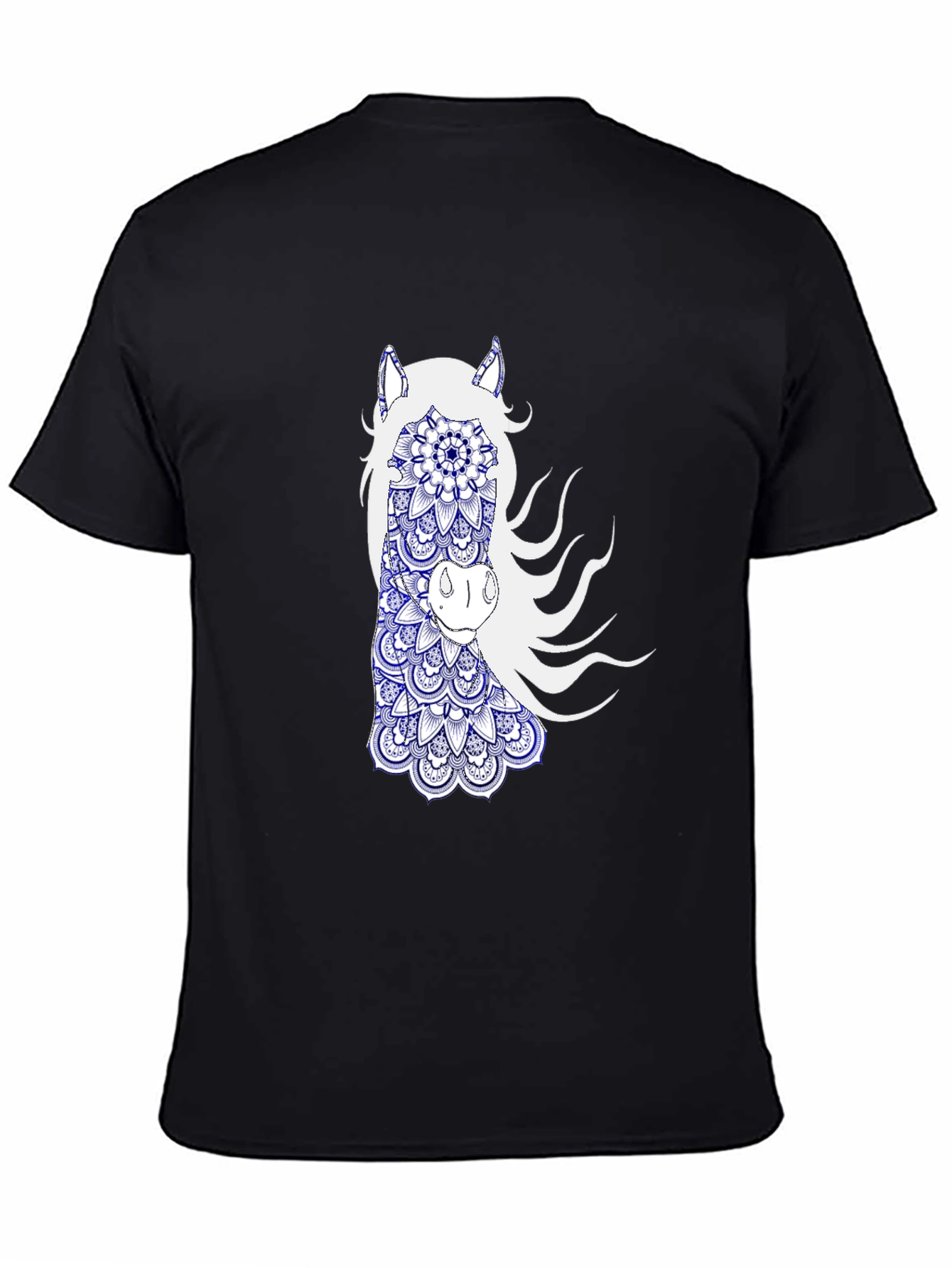 Black T-Shirt with Horse Mandala Graphic