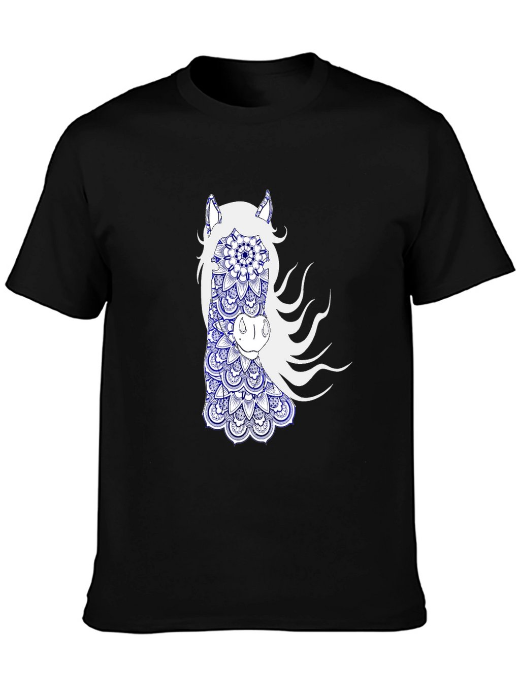 Black T-Shirt with Horse Mandala Graphic