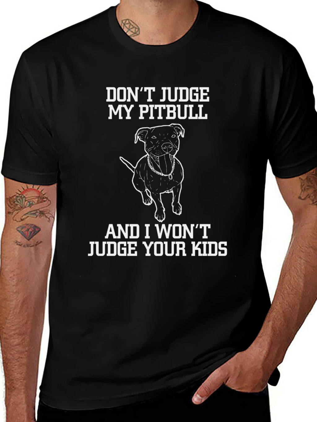 Dont Judge My Pitbull Funny Graphic Tee