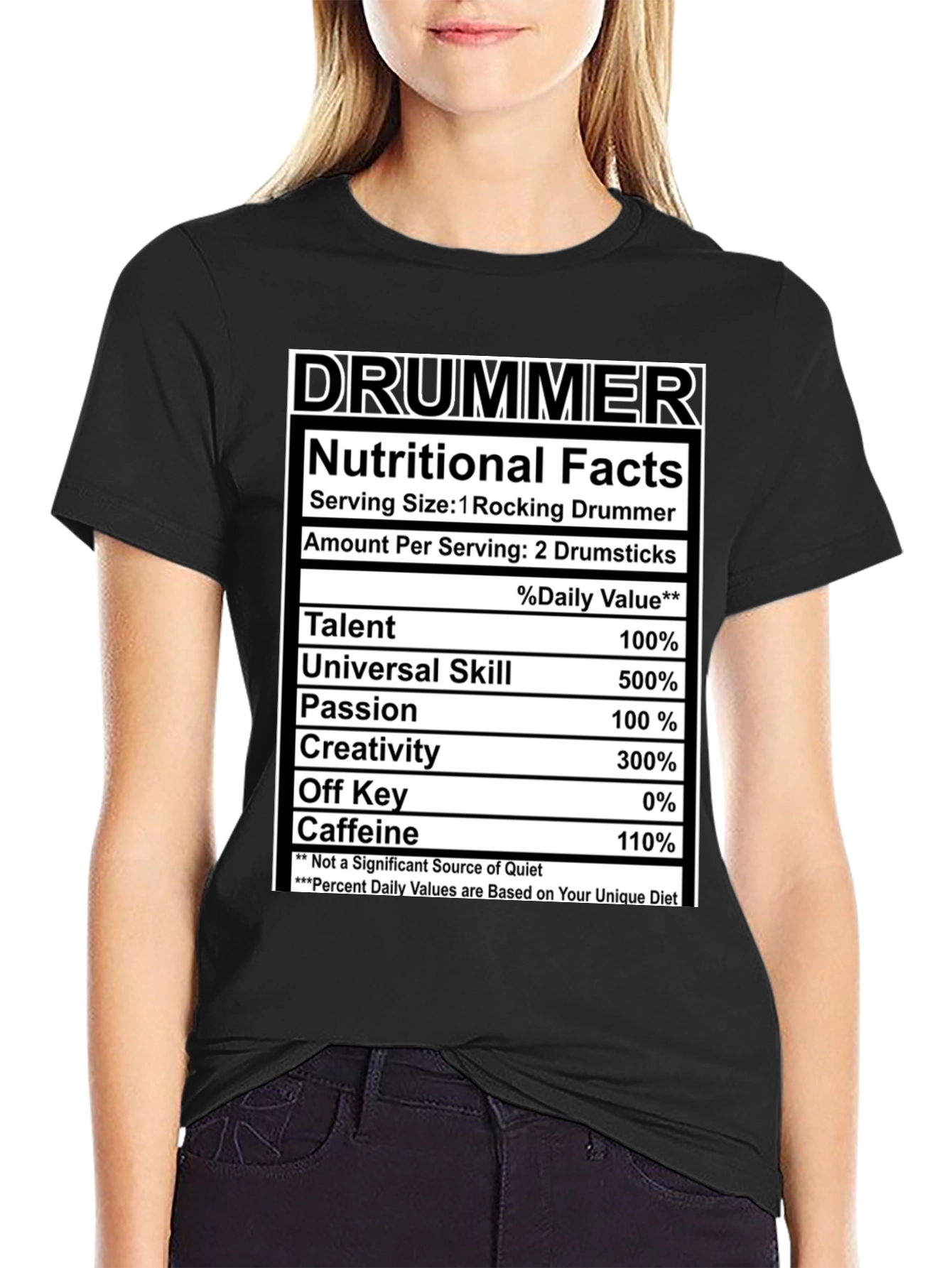 Drummer Nutritional Facts Black T-Shirt