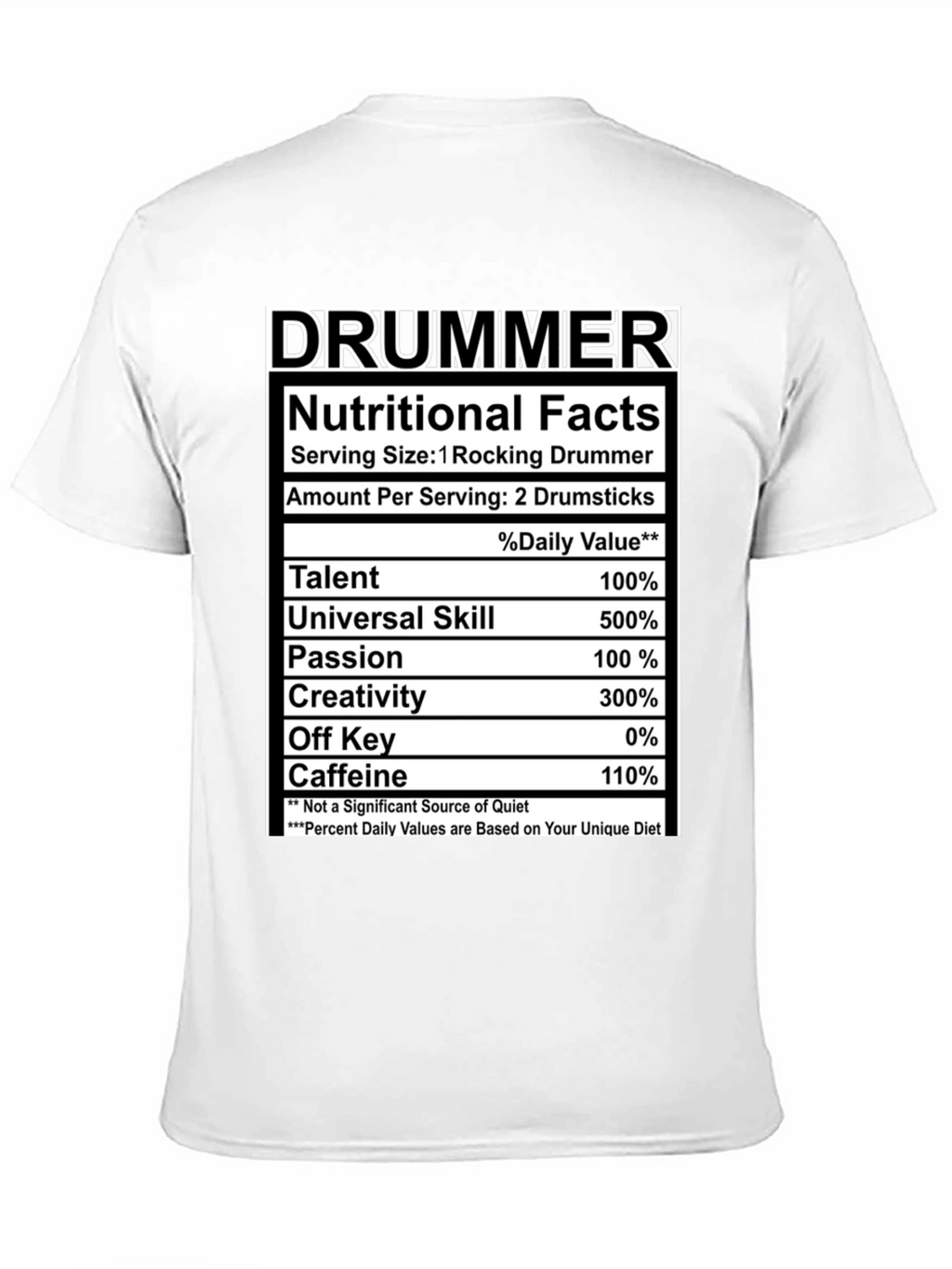 Drummer Nutritional Facts Black T-Shirt