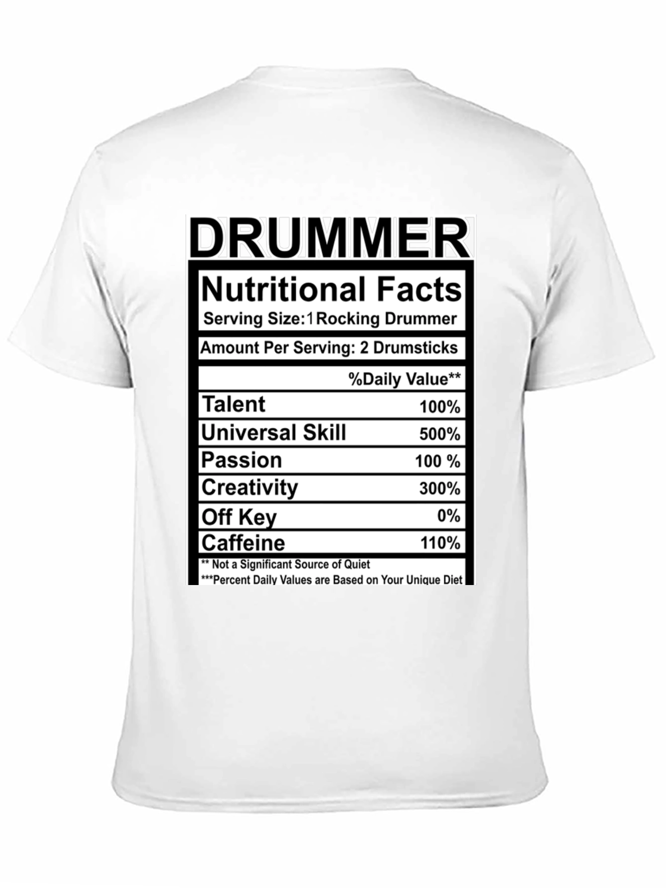 Drummer Nutritional Facts Black T-Shirt