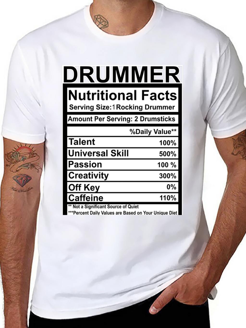 Drummer Nutritional Facts Black T-Shirt