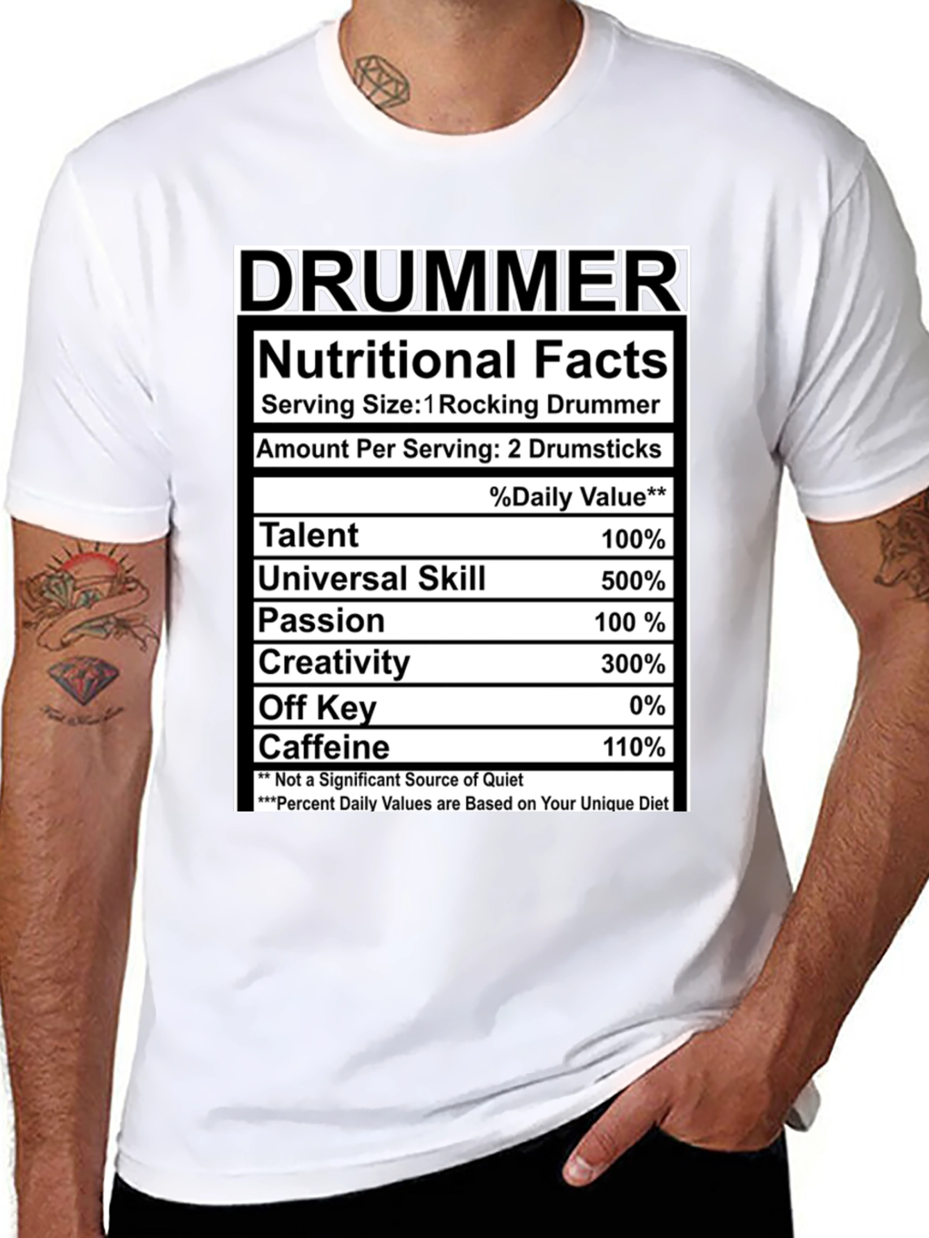 Drummer Nutritional Facts Black T-Shirt