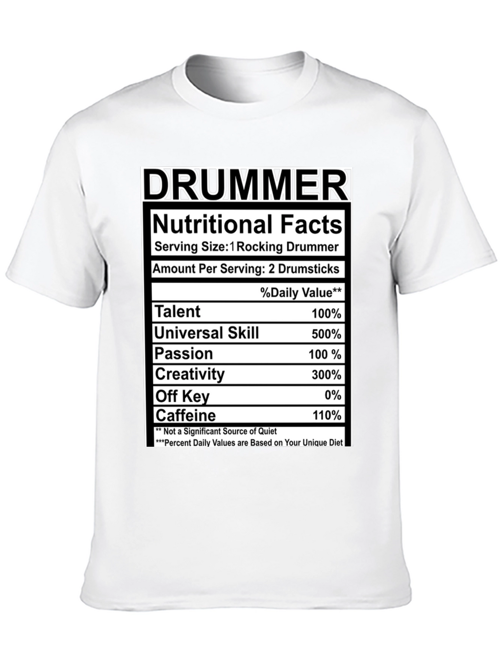 Drummer Nutritional Facts Black T-Shirt