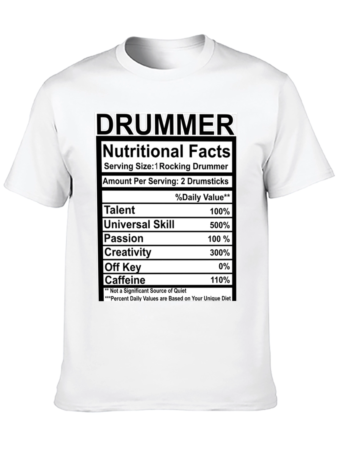 Drummer Nutritional Facts Black T-Shirt