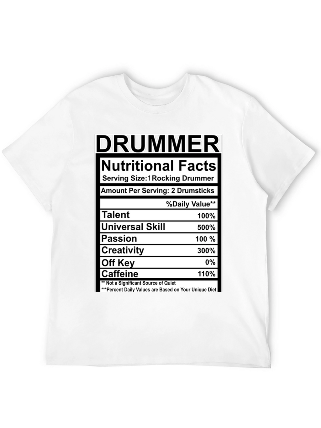 Drummer Nutritional Facts Black T-Shirt