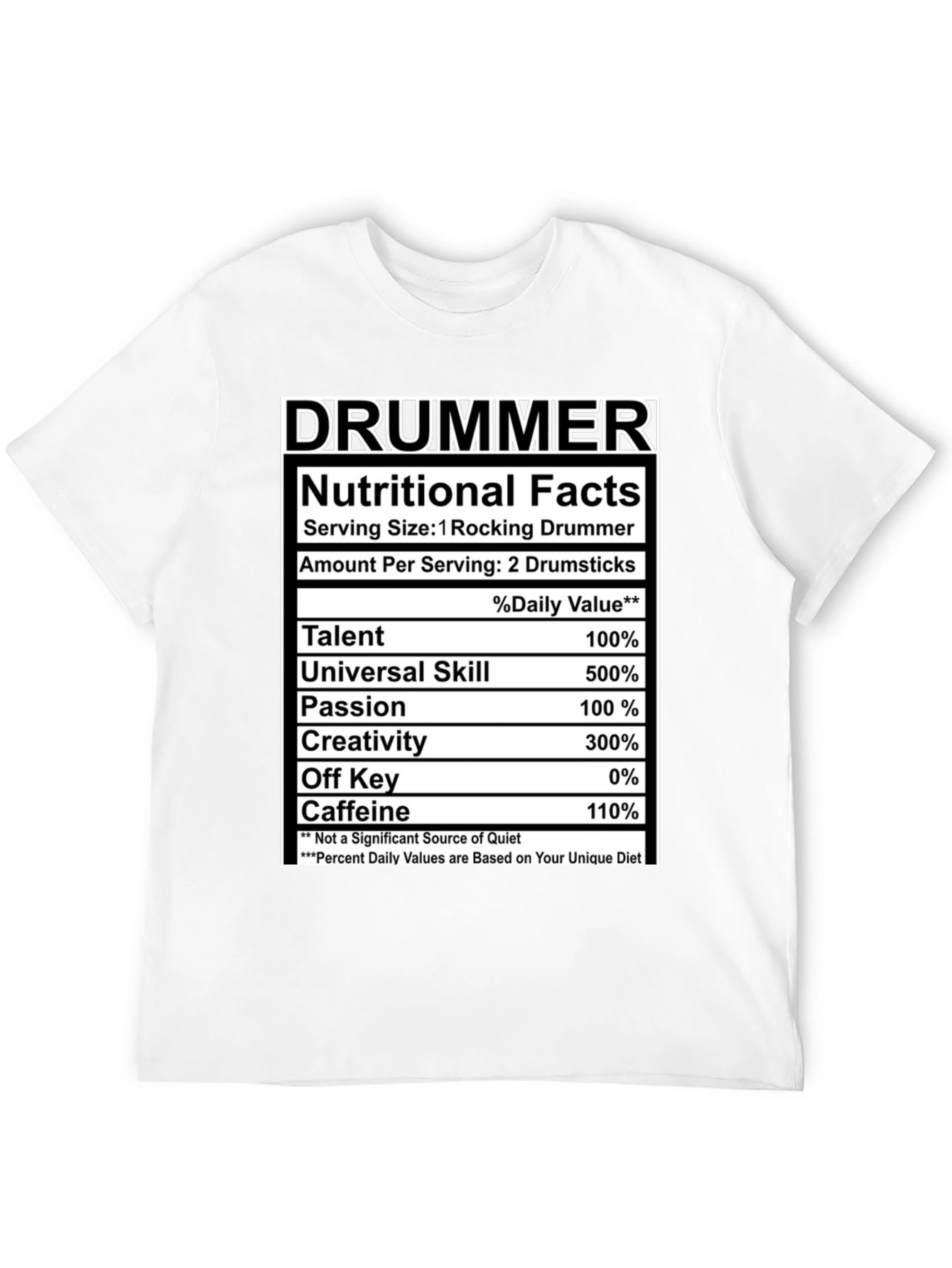 Drummer Nutritional Facts Black T-Shirt