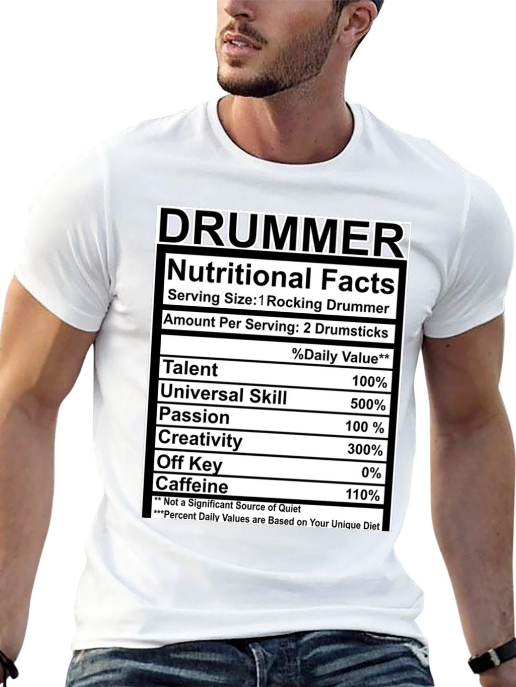 Drummer Nutritional Facts Black T-Shirt