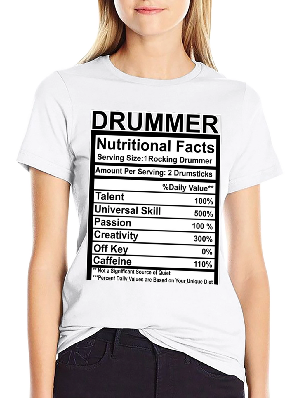 Drummer Nutritional Facts Black T-Shirt