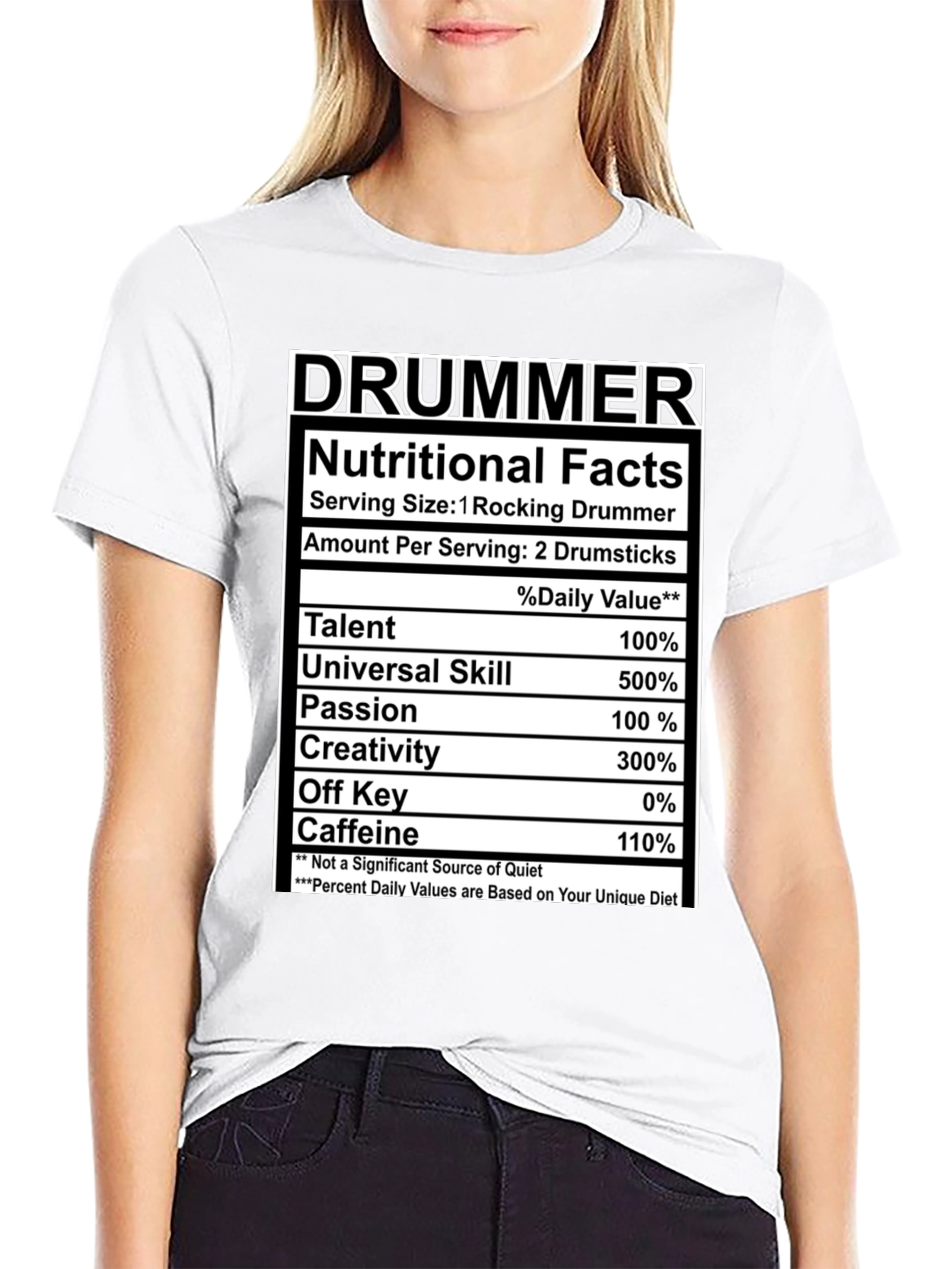 Drummer Nutritional Facts Black T-Shirt