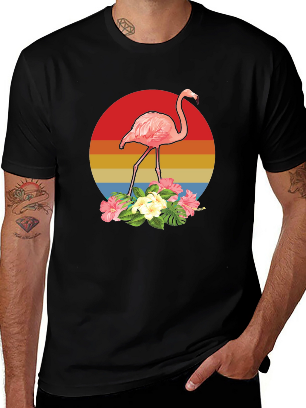 Tropical Flamingo T-Shirt - Sunset Design