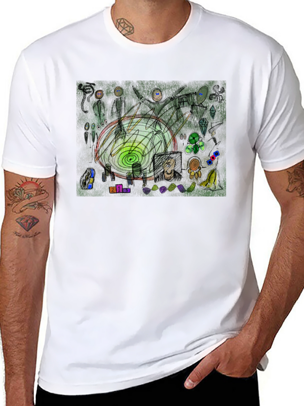 Abstract Art Graphic Print Black T-Shirt