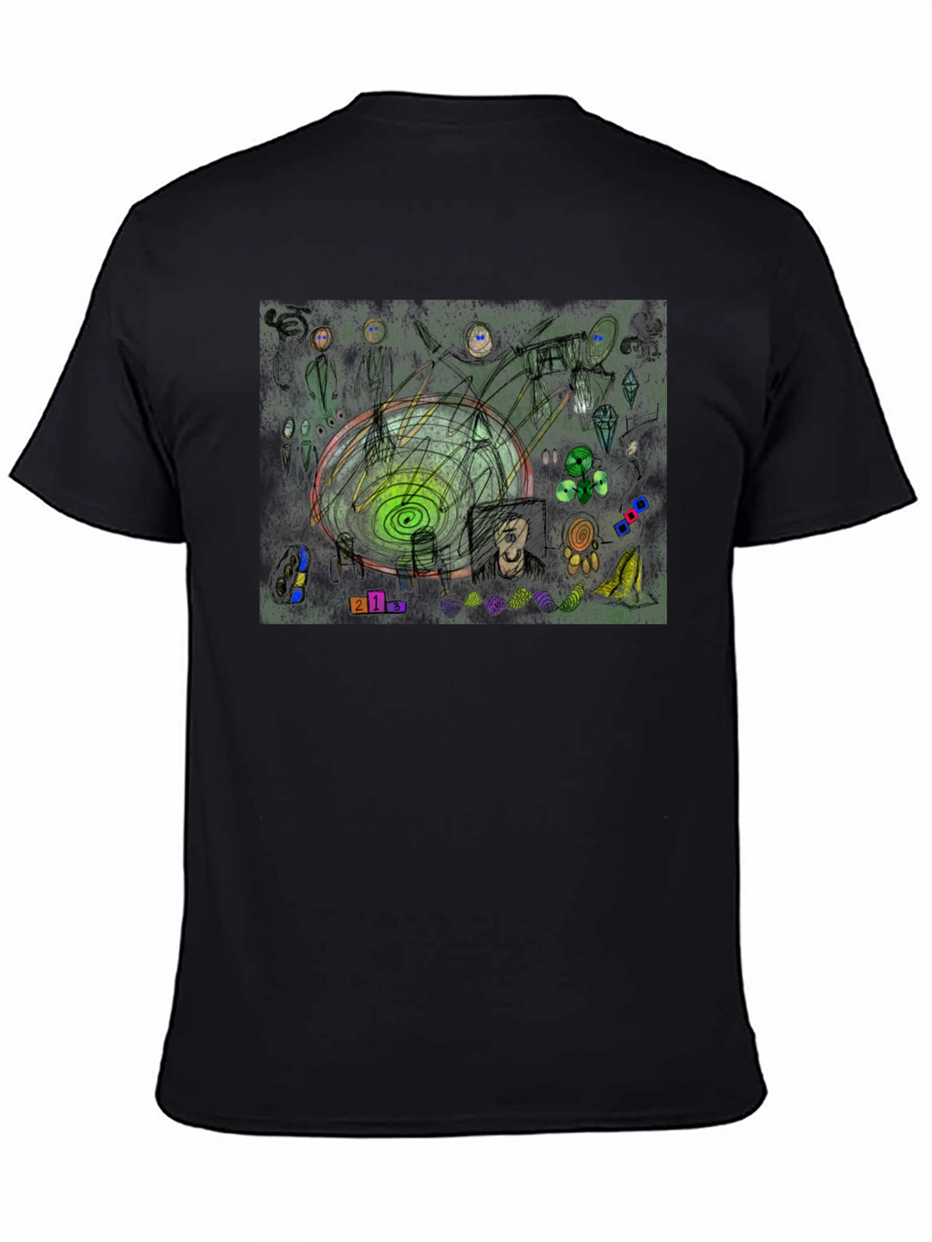 Abstract Art Graphic Print Black T-Shirt