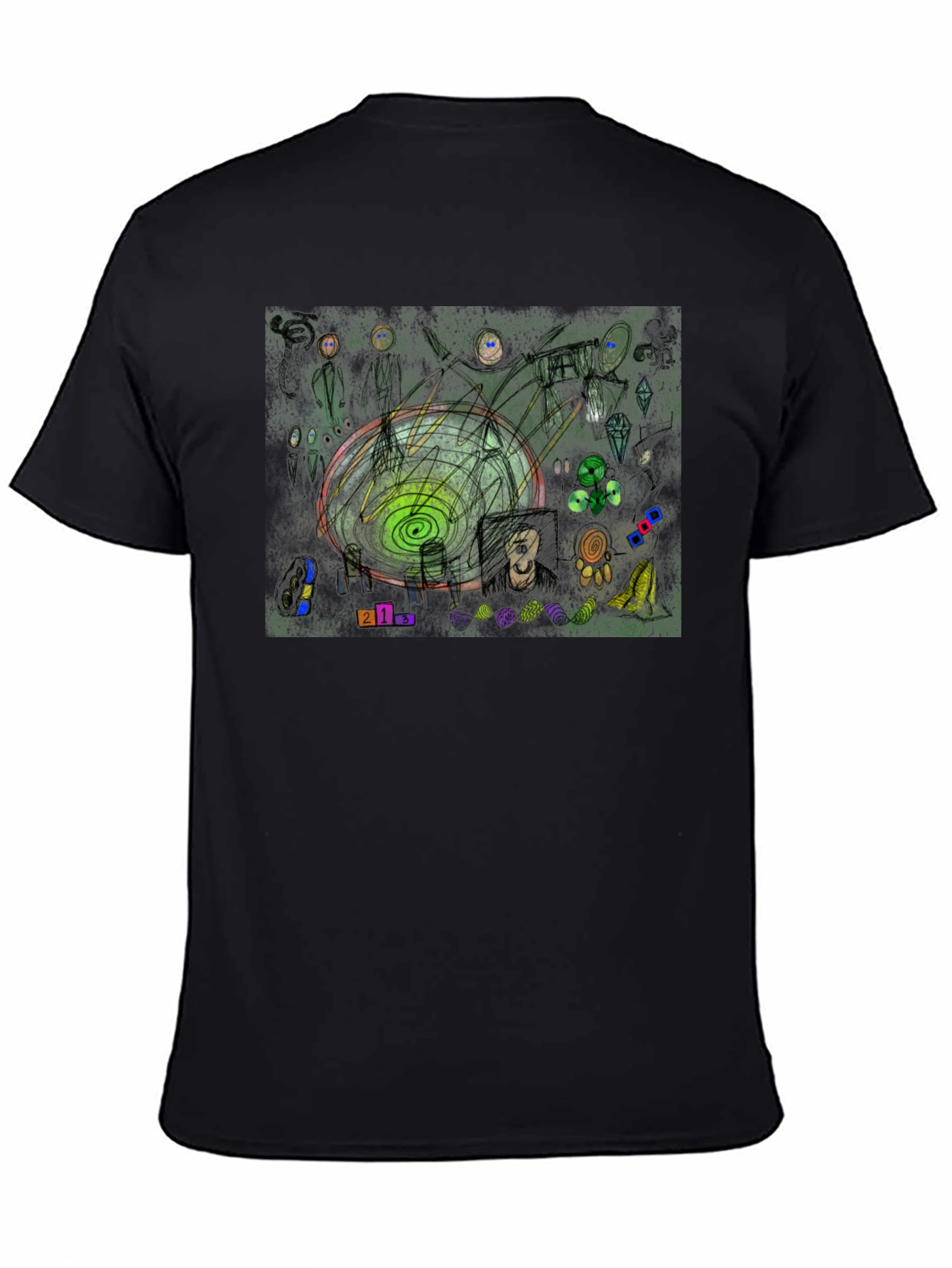 Abstract Art Graphic Print Black T-Shirt