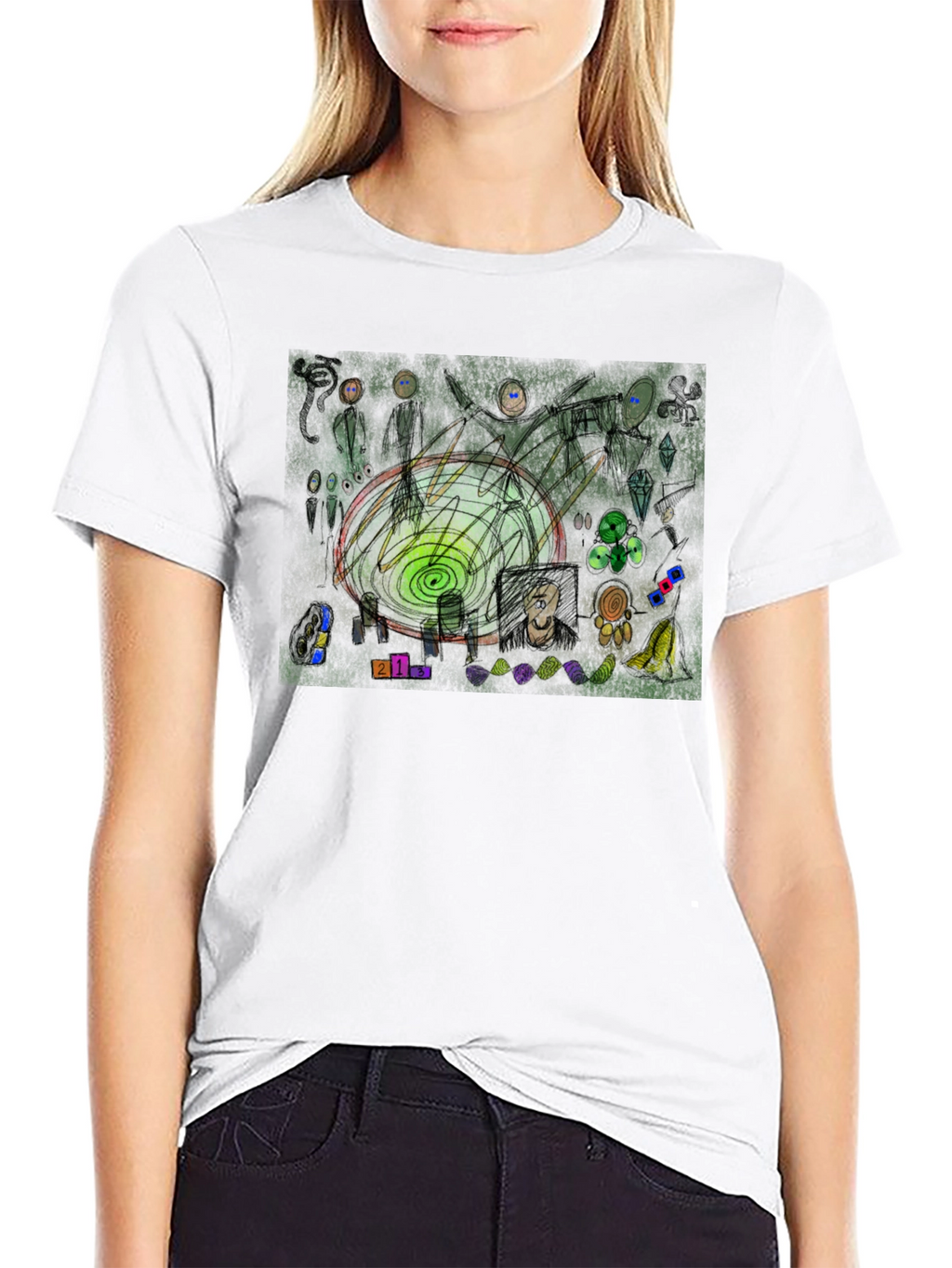 Abstract Art Graphic Print Black T-Shirt
